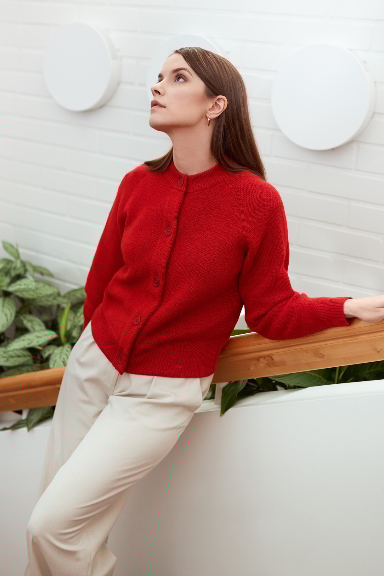 SOON cardigan, cadmium red