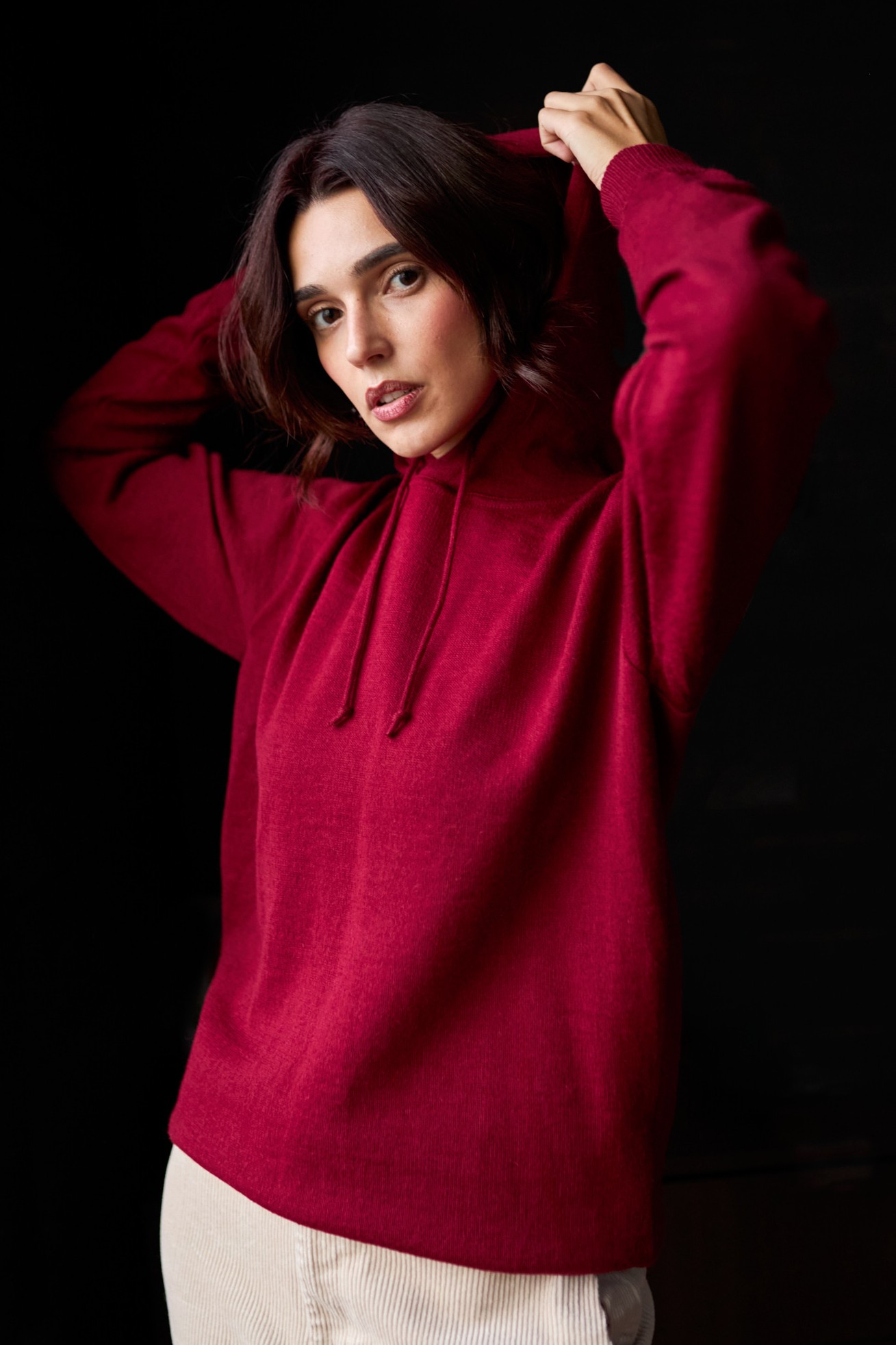 HOODIE hooded sweater, cranberry