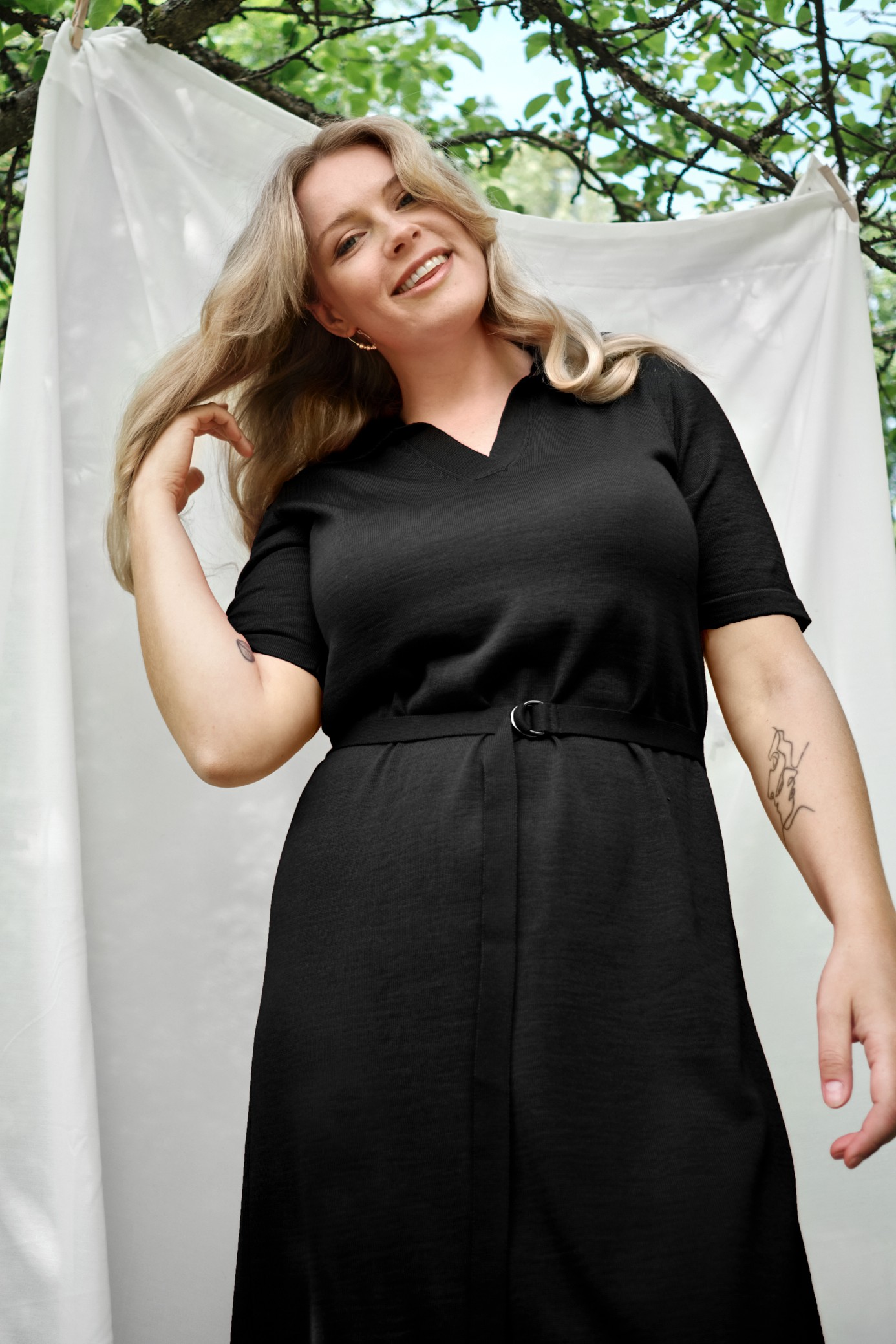 VOYAGE knitted dress, black