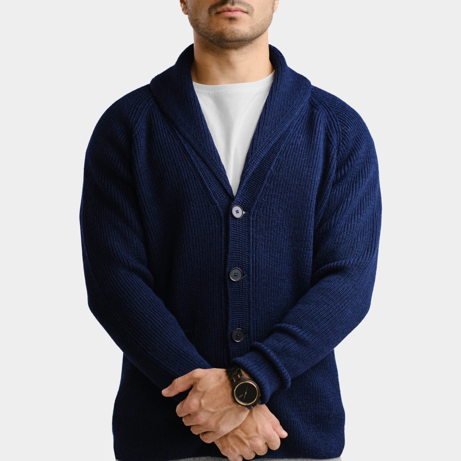 SHAWL COLLAR cardigan, navy | Alpa