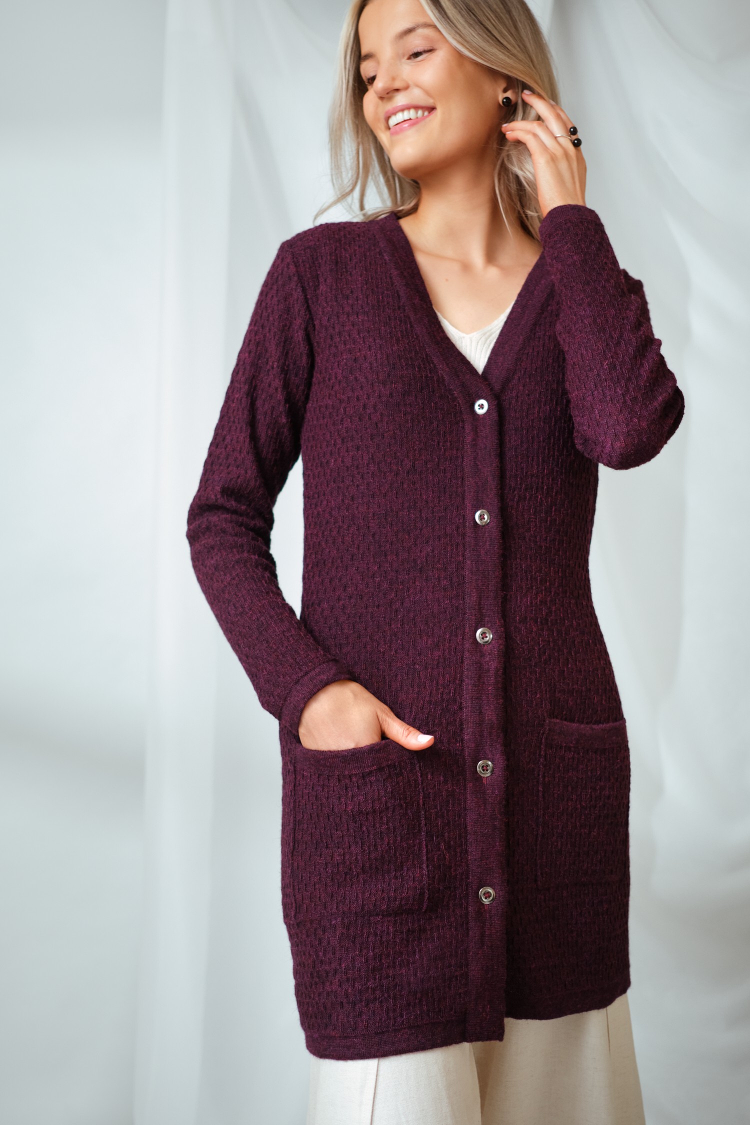 DRIZZLE cardigan, plum