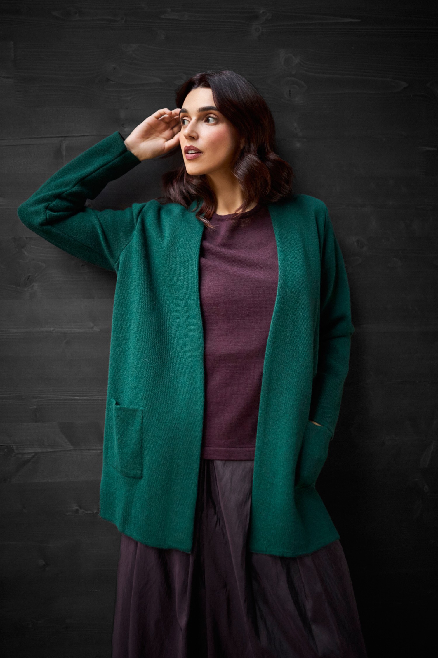WOODS cardigan, dark teal