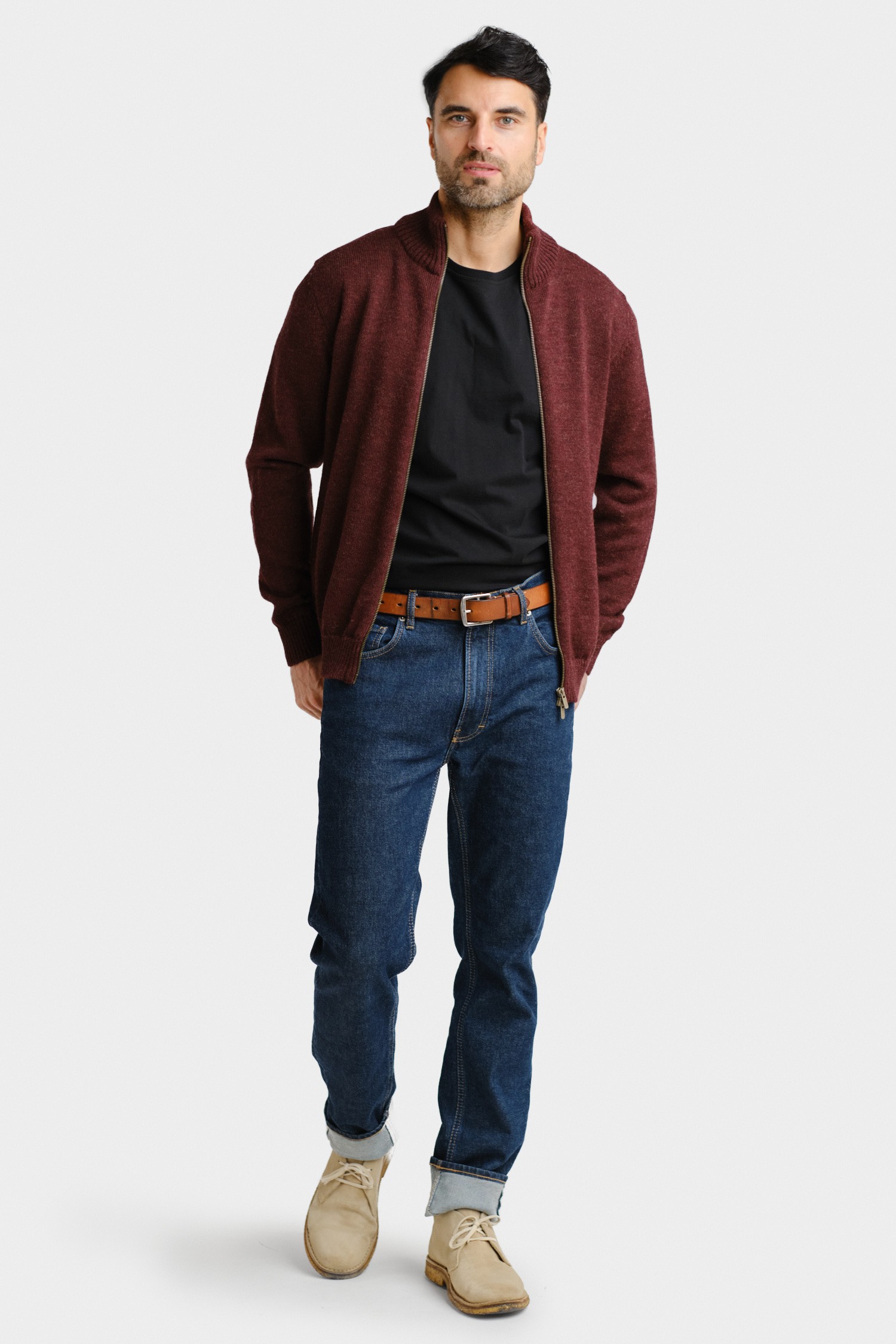 ZIPPER cardigan, bordeaux - Image 2