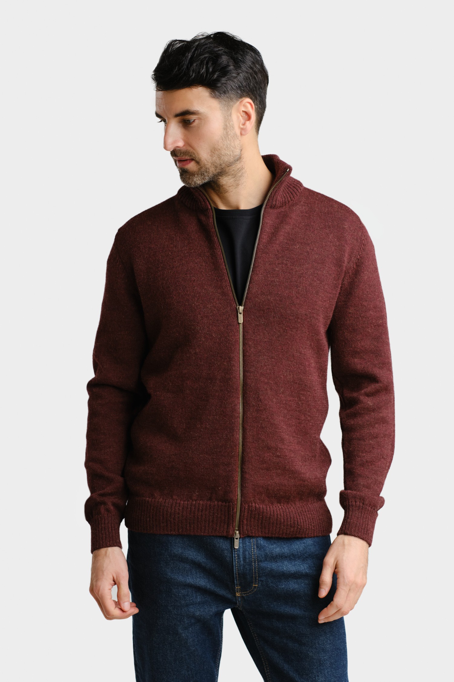 ZIPPER cardigan, bordeaux - Image 3