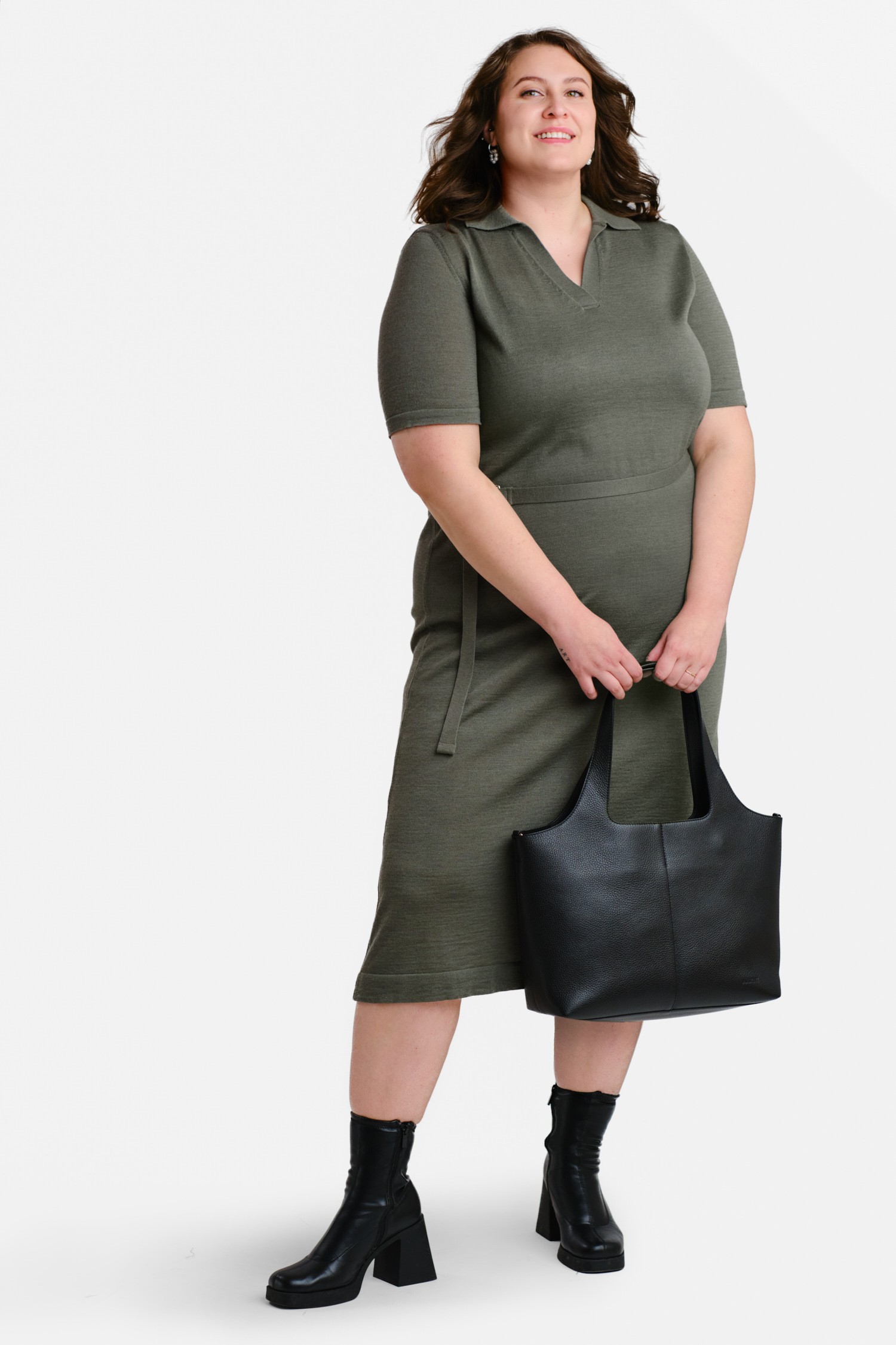 VOYAGE knitted dress, khaki - Image 2