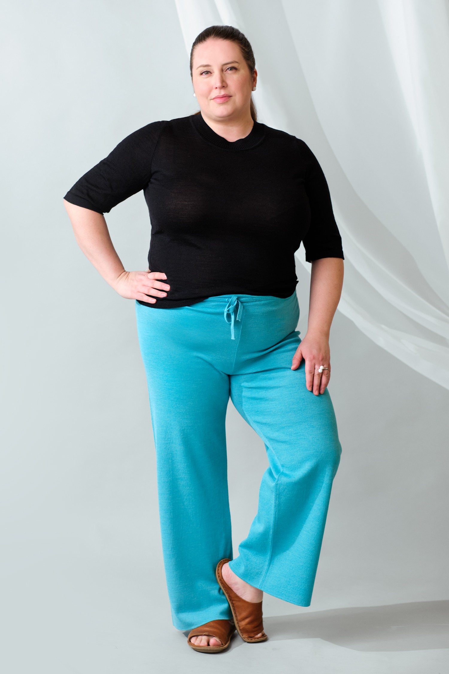 GRASS trousers, turquoise - Image 4