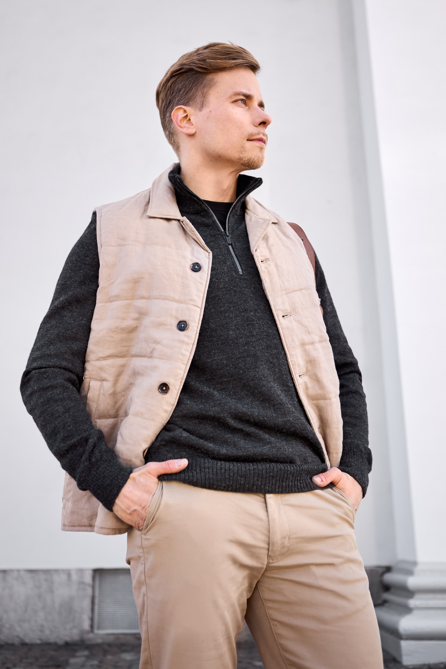 HALF ZIP cardigan, charcoal - Image 4