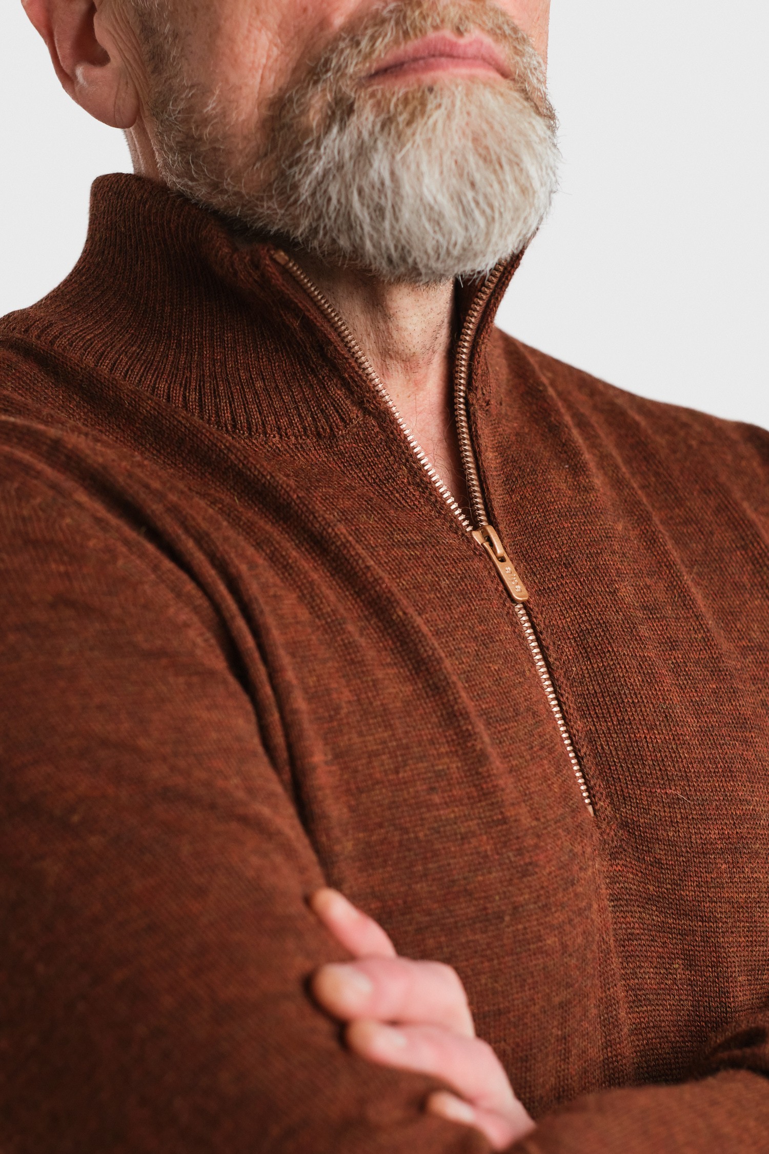 HALF ZIP cardigan, mahogany - Image 3