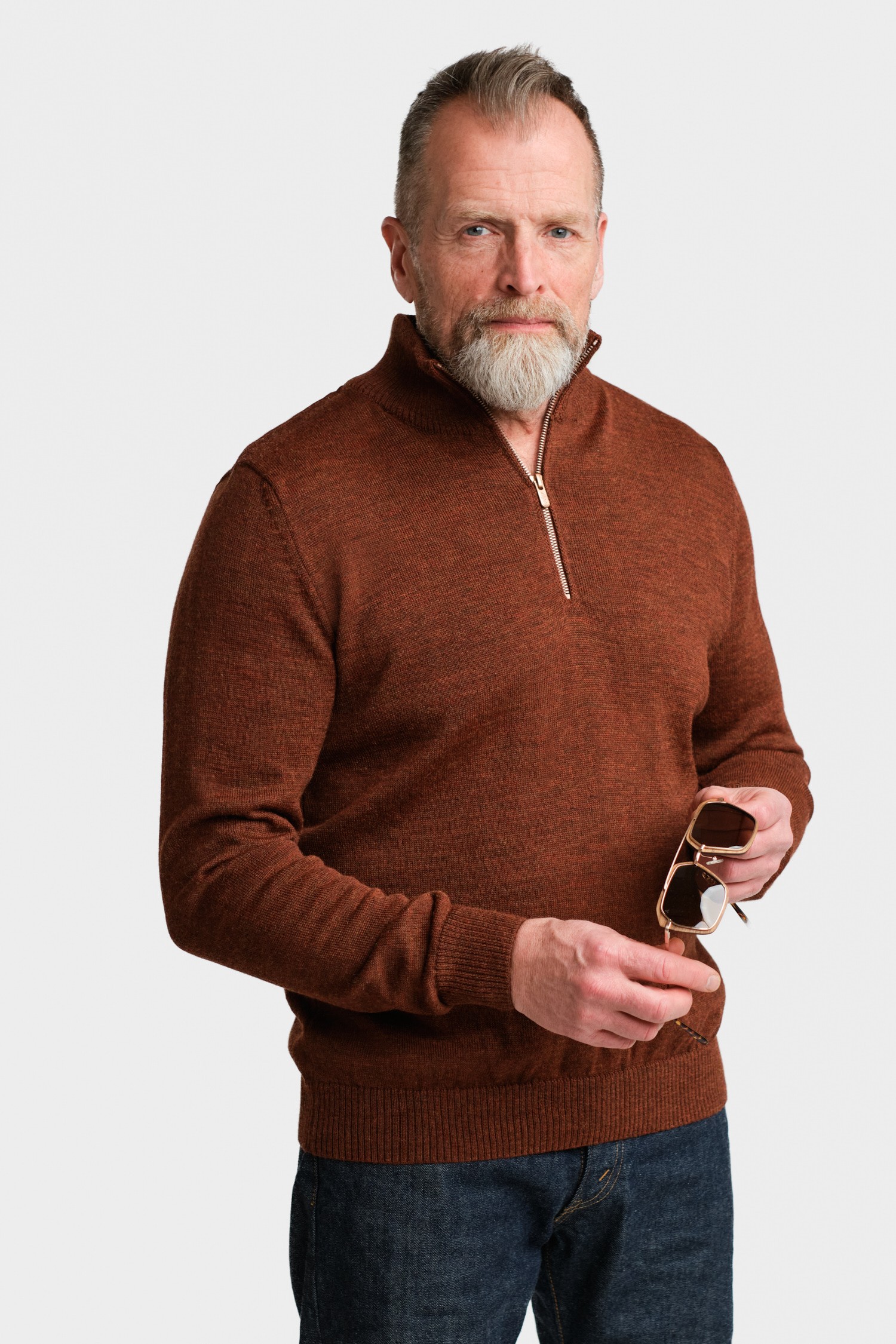 HALF ZIP cardigan, mahogany - Image 2