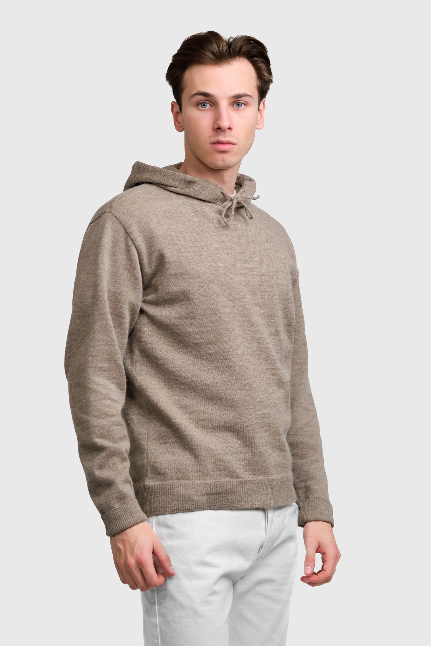 HOODIE alpaca hoodie, dark greige