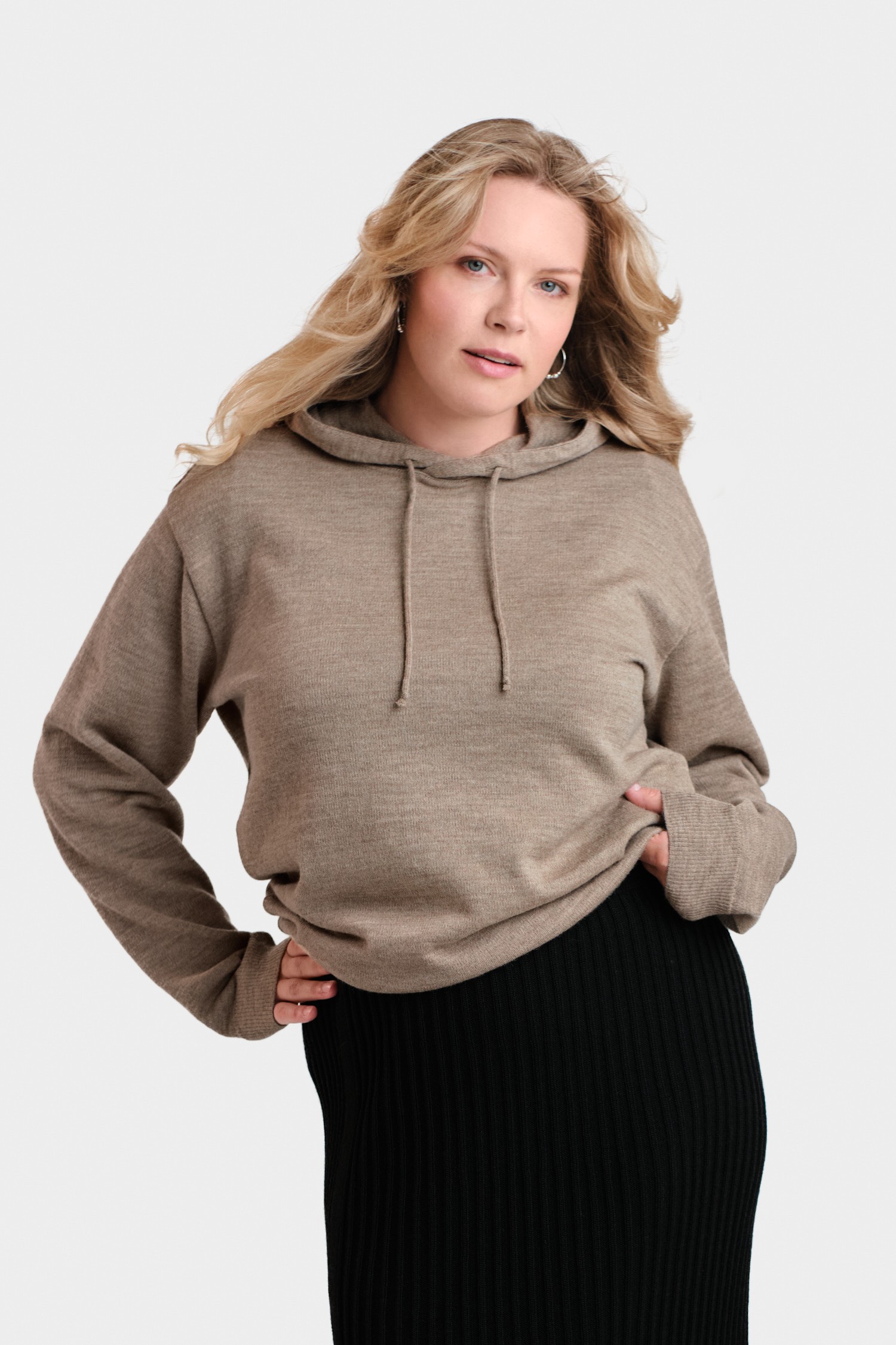 HOODIE hooded sweater, dark greige