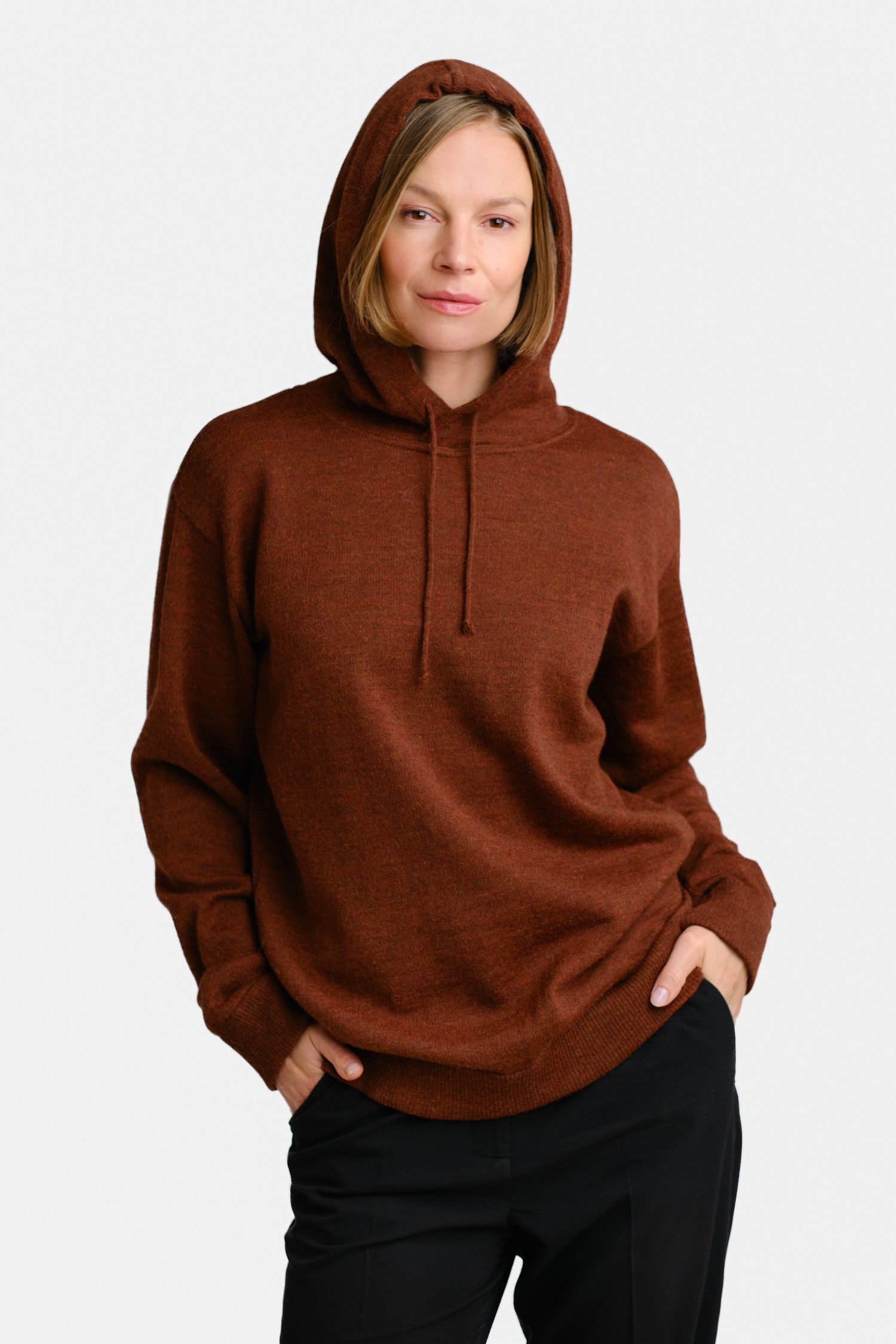 HOODIE hooded sweater, mahogany