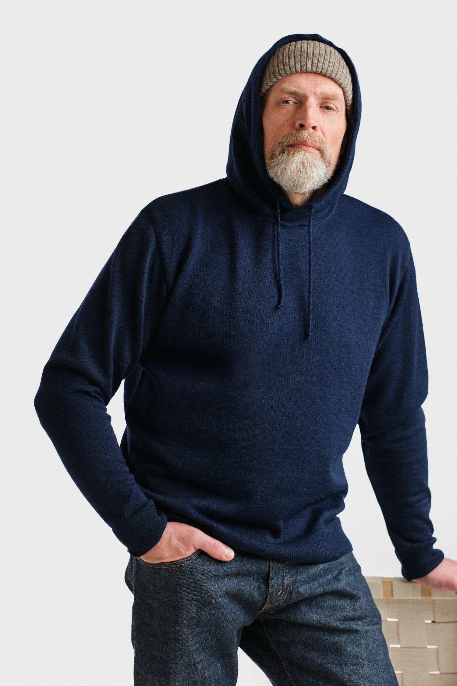 HOODIE alpaca hoodie, navy