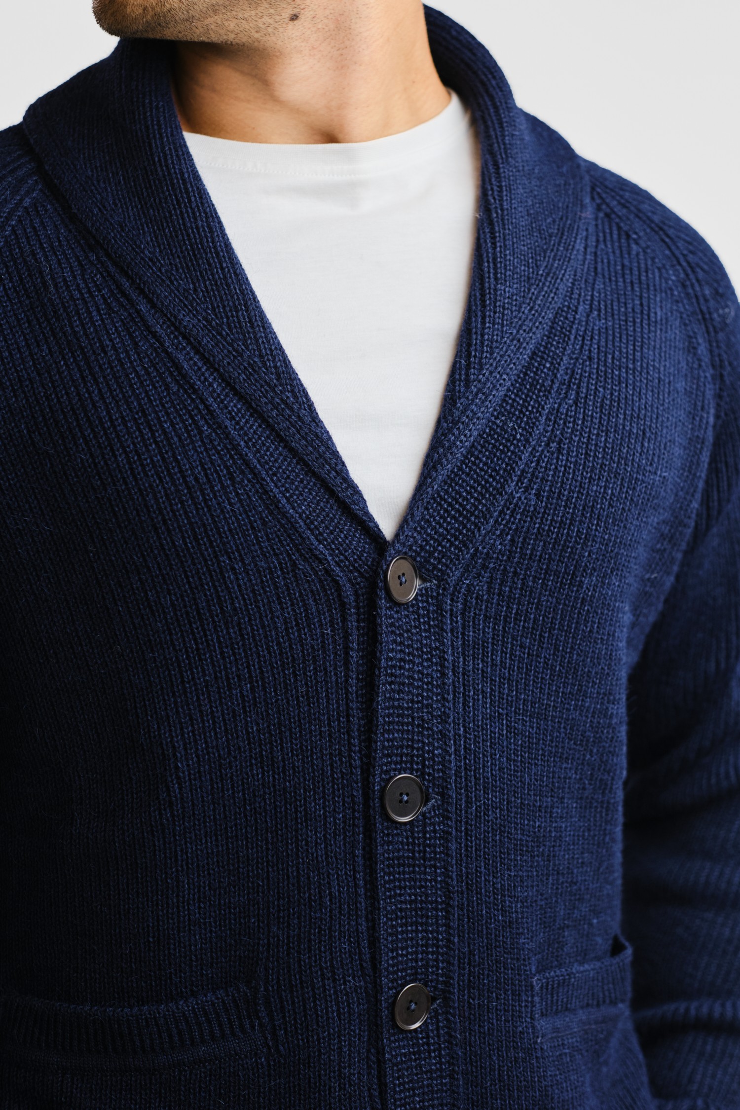 SHAWL COLLAR cardigan, navy | Alpa