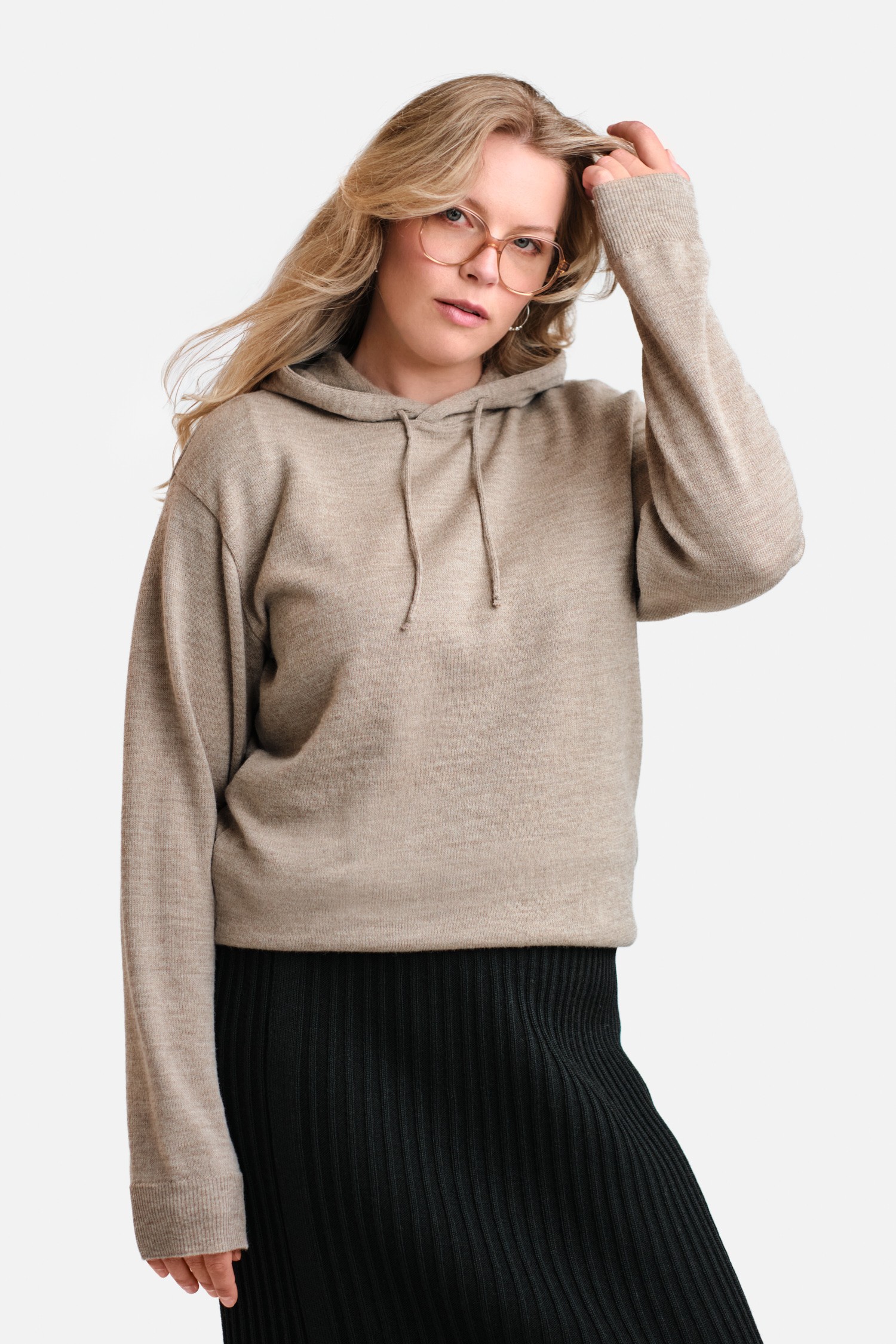 HOODIE hooded sweater, greige