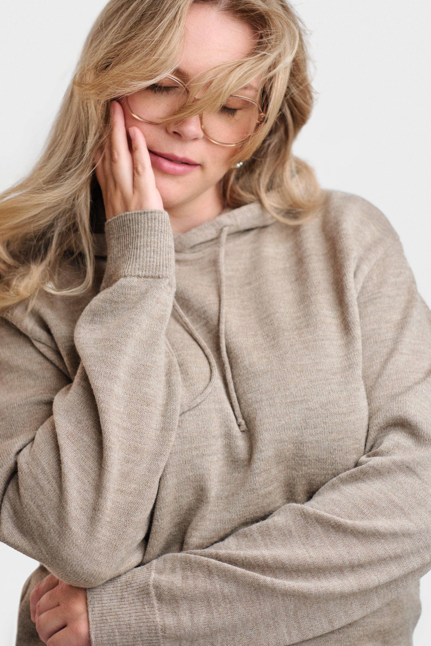 HOODIE hooded sweater, greige - Image 2