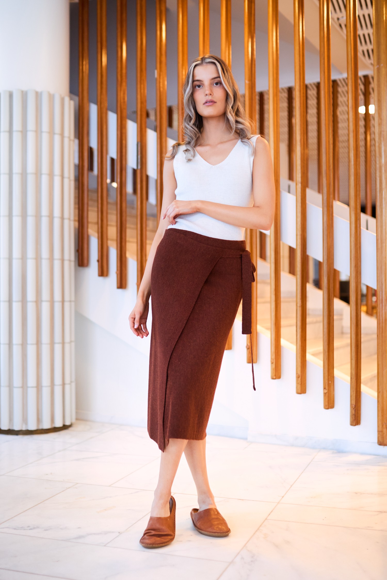 Origami skirt, mahogany - Image 4