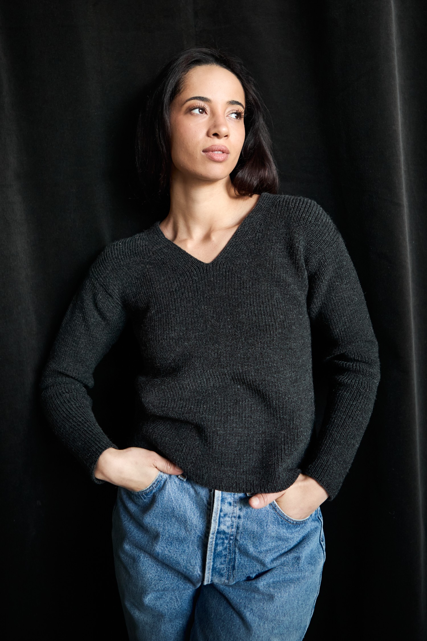 CHUNKY knit sweater, dark grey - Image 2