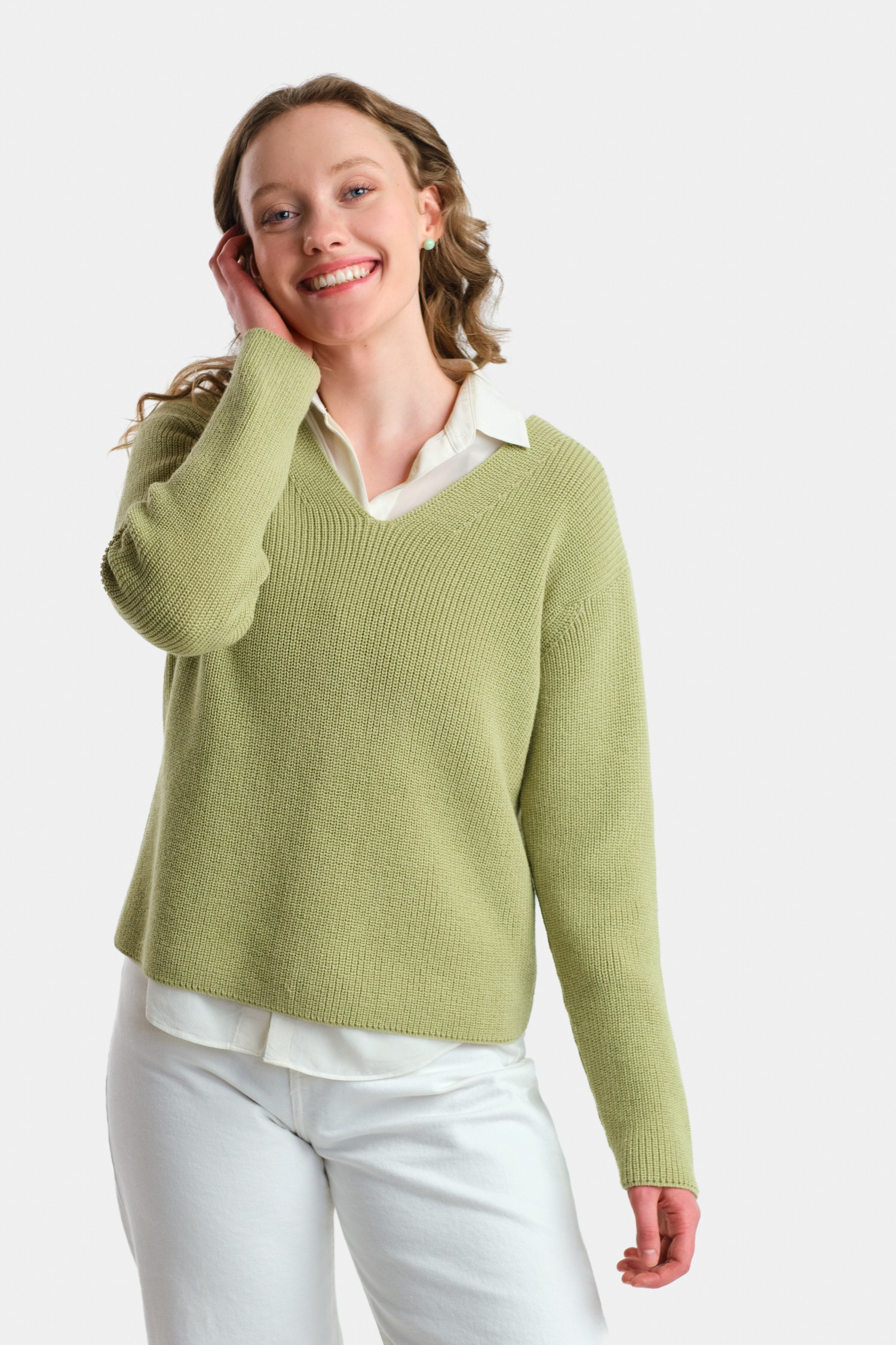 CHUNKY knit sweater, pear