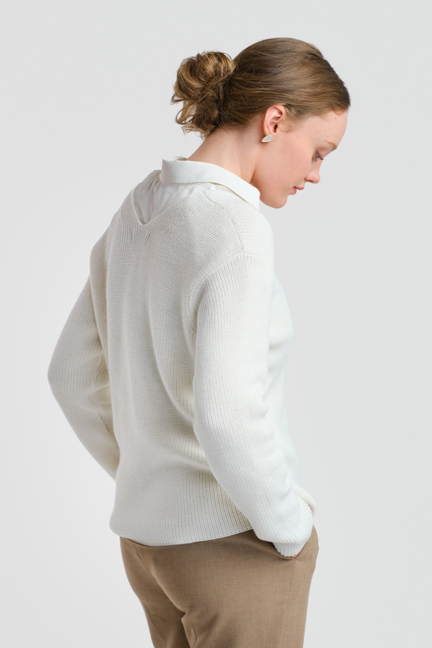 CHUNKY knit sweater, white - Image 3