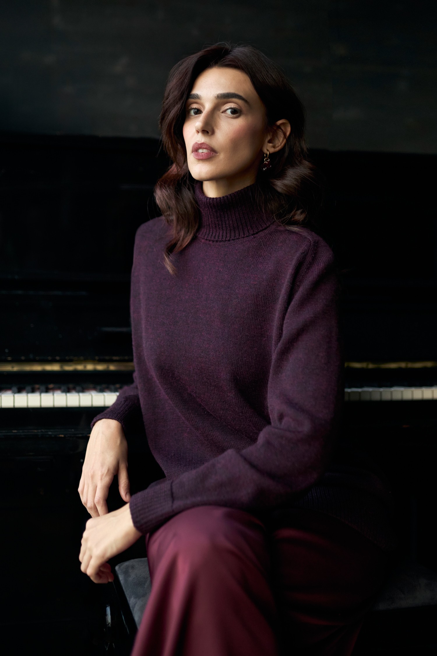 MELLOW sweater, plum melange