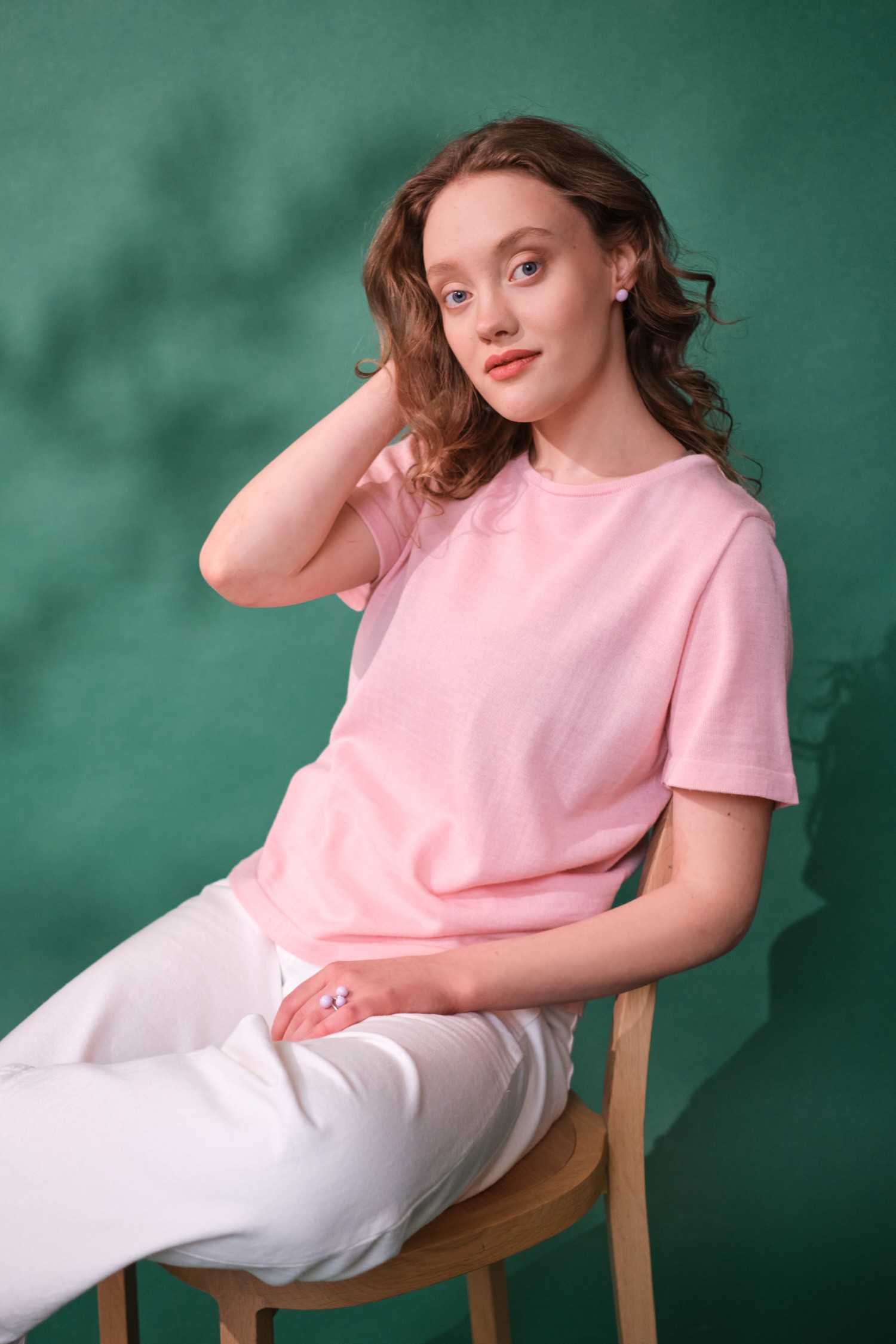 SIMPLE knit T-shirt, twinflower