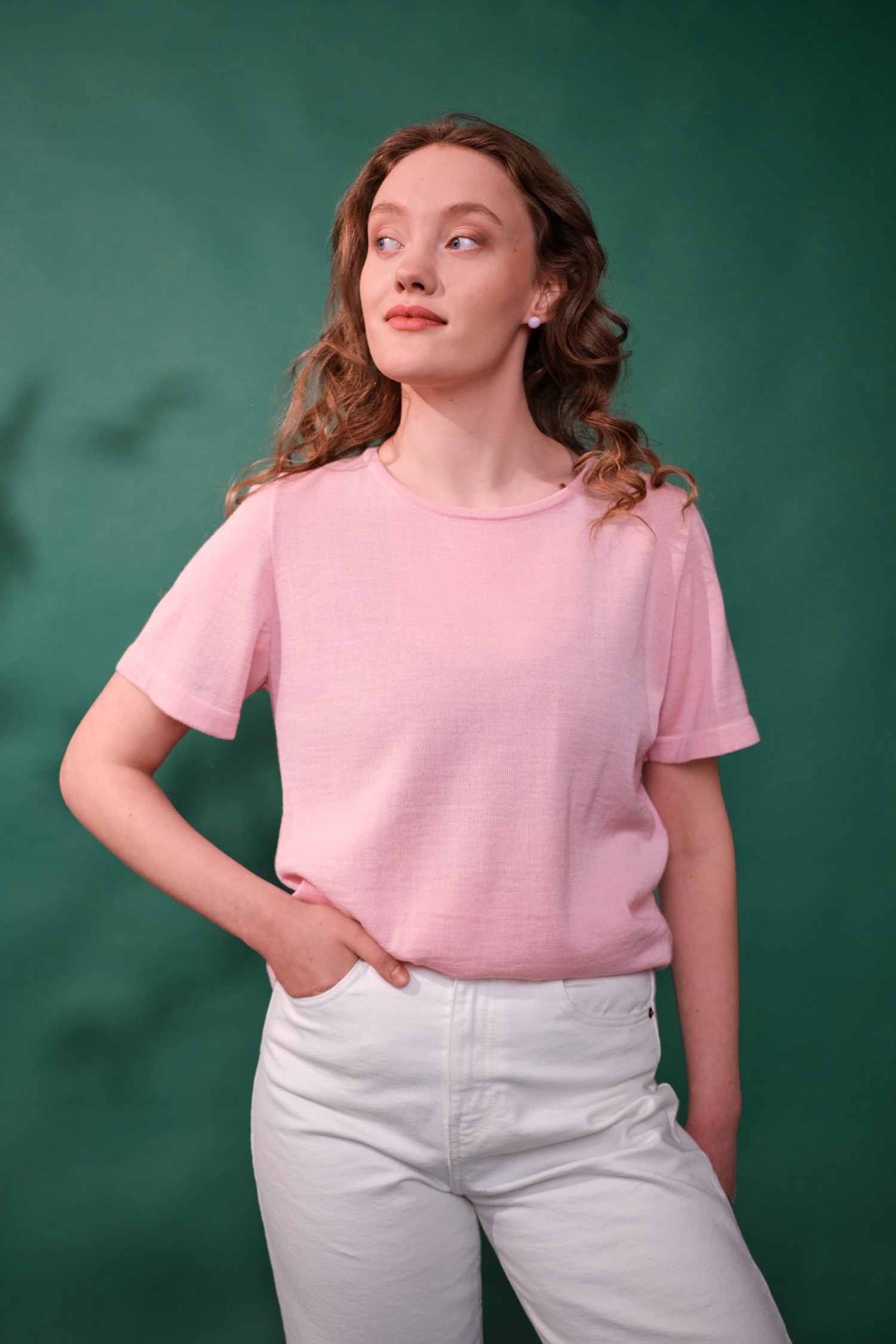 SIMPLE knit T-shirt, twinflower - Image 5