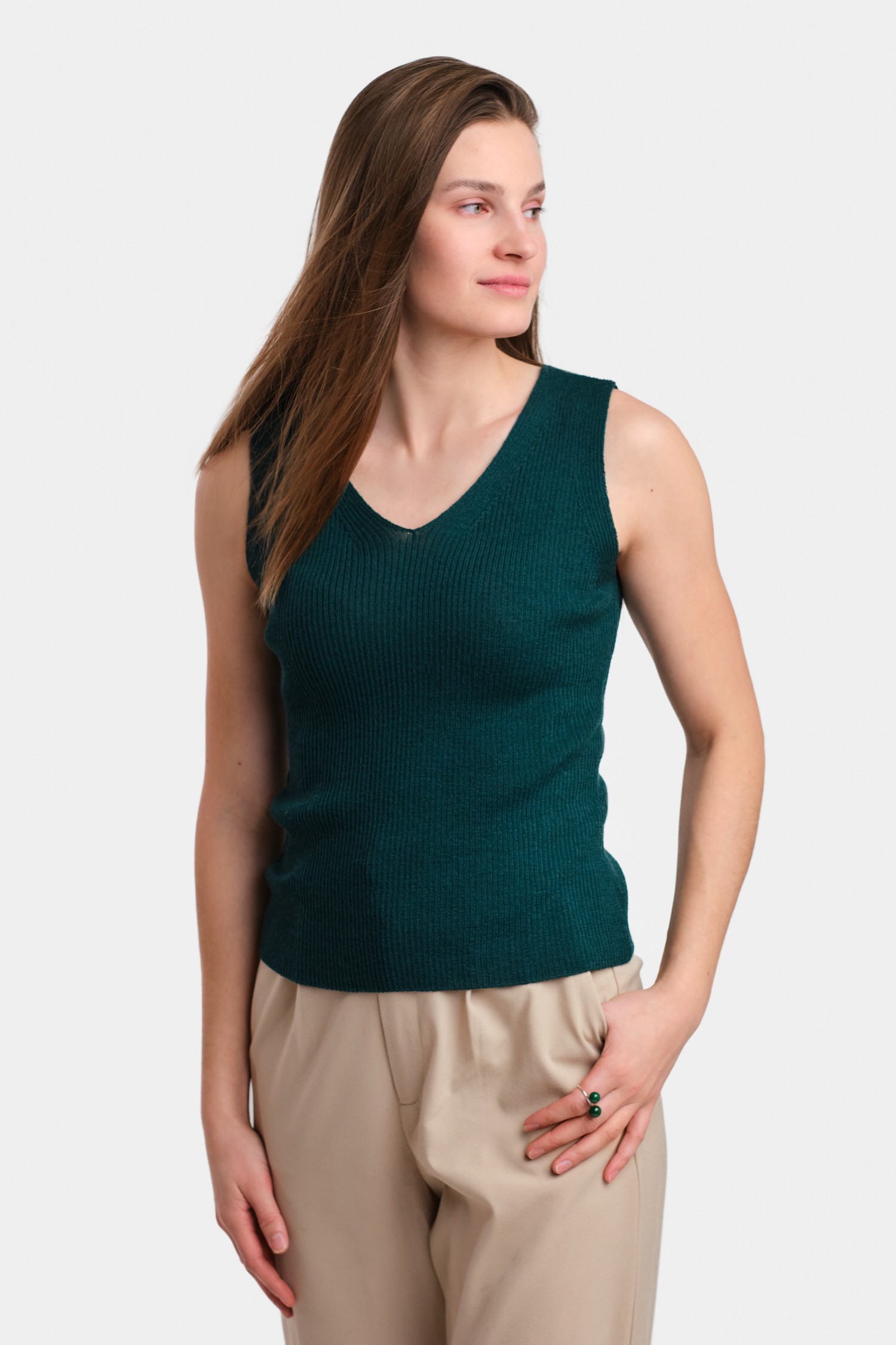 FLOW knitted top, darkteal - Image 2