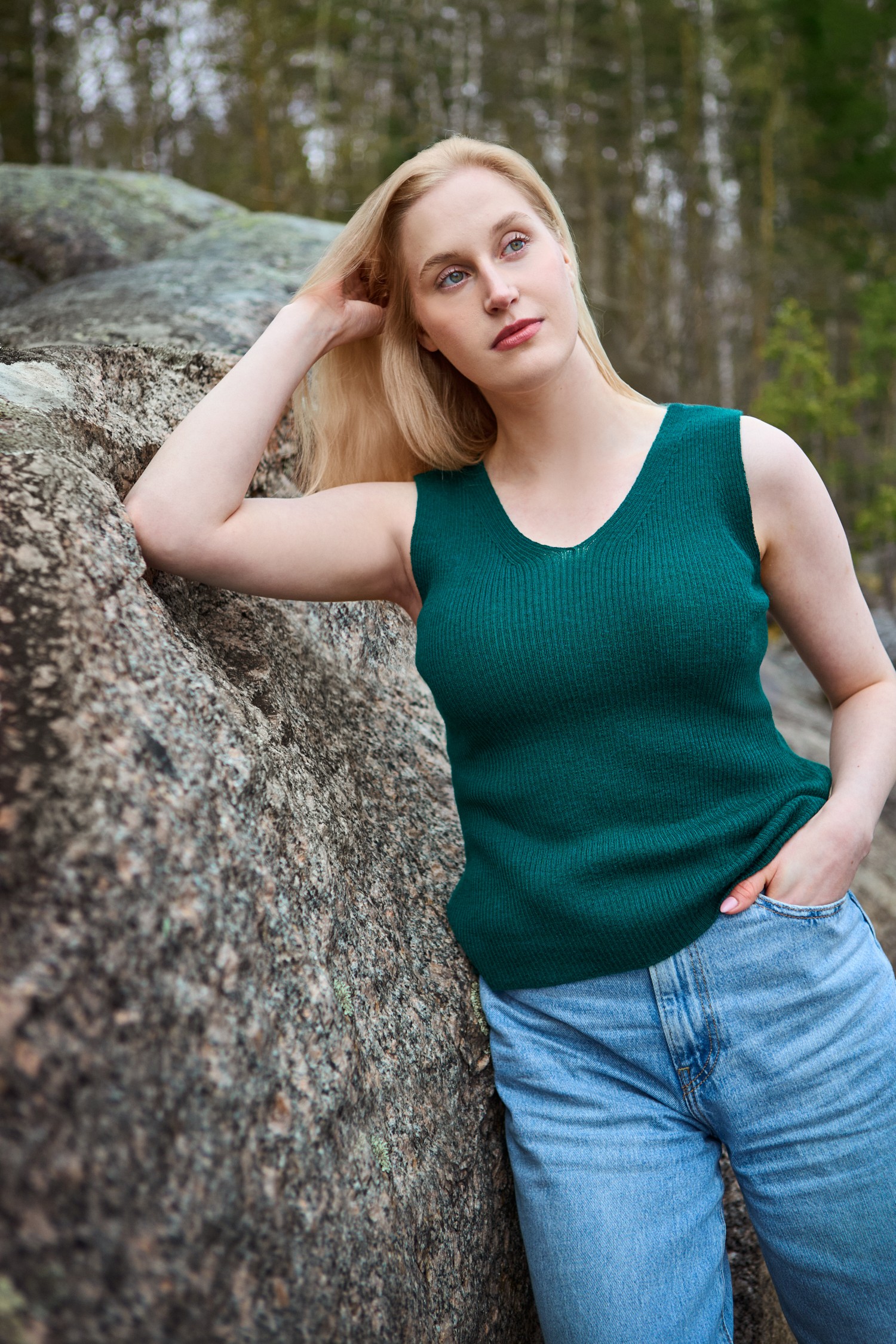 FLOW knitted top, darkteal - Image 5