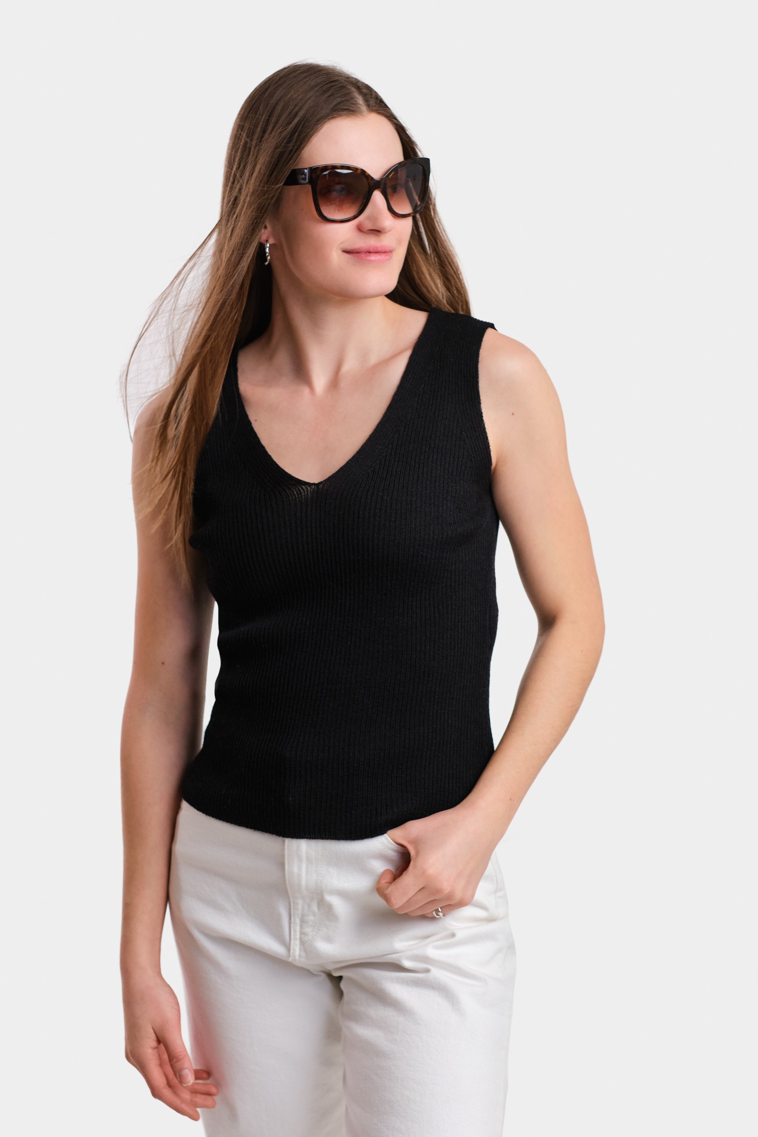 FLOW knitted top, black