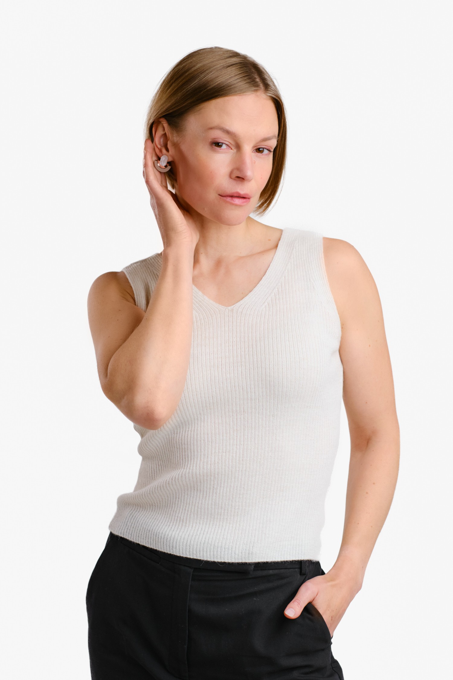 FLOW knitted top, white