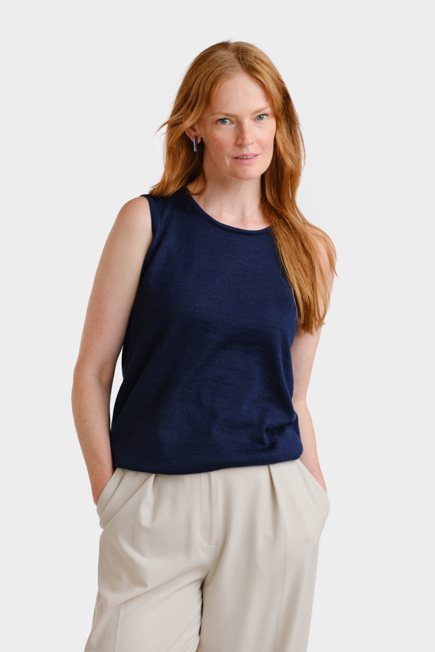 SENSE knitted top, navy