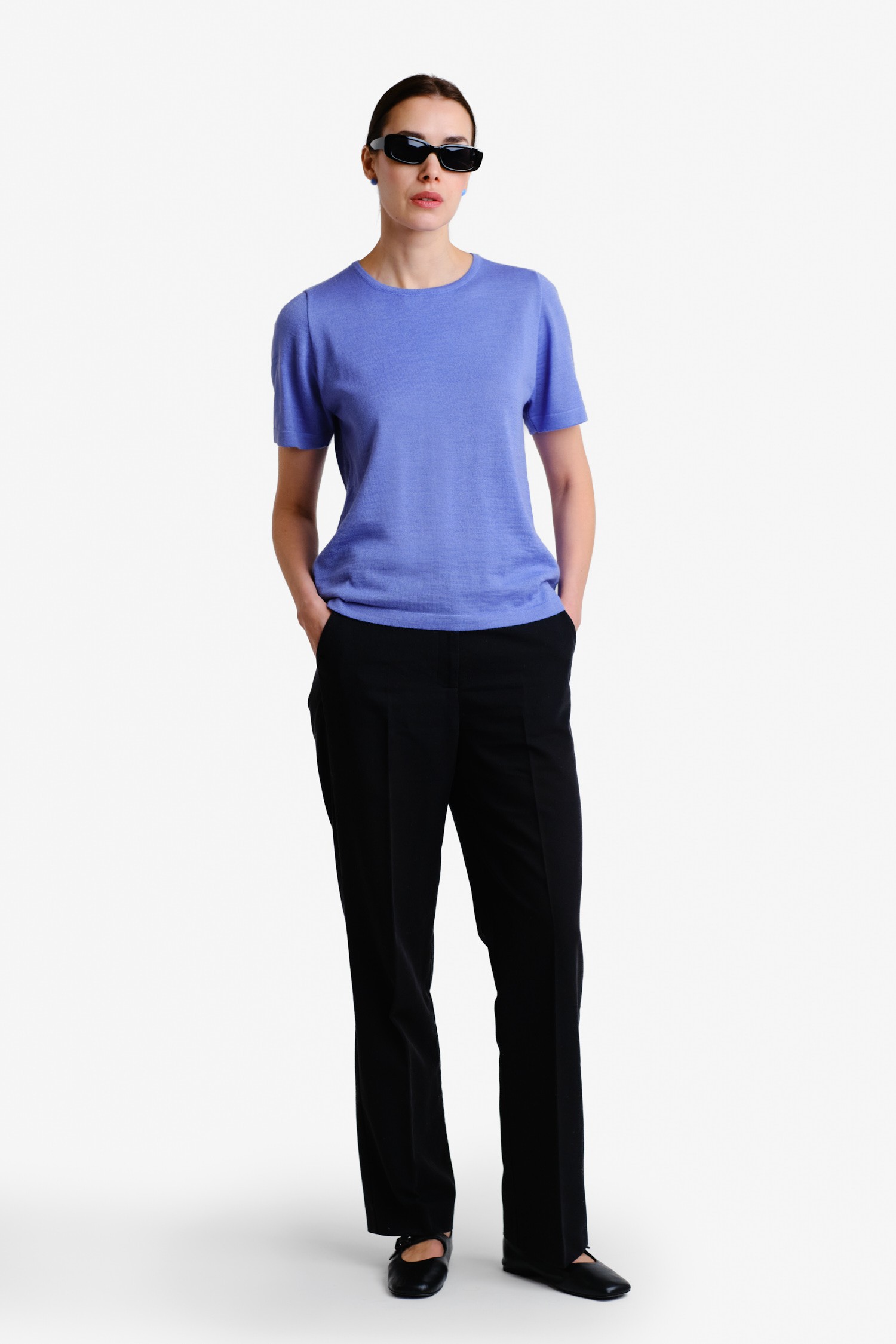 SIMPLE knit T-shirt, bluebell