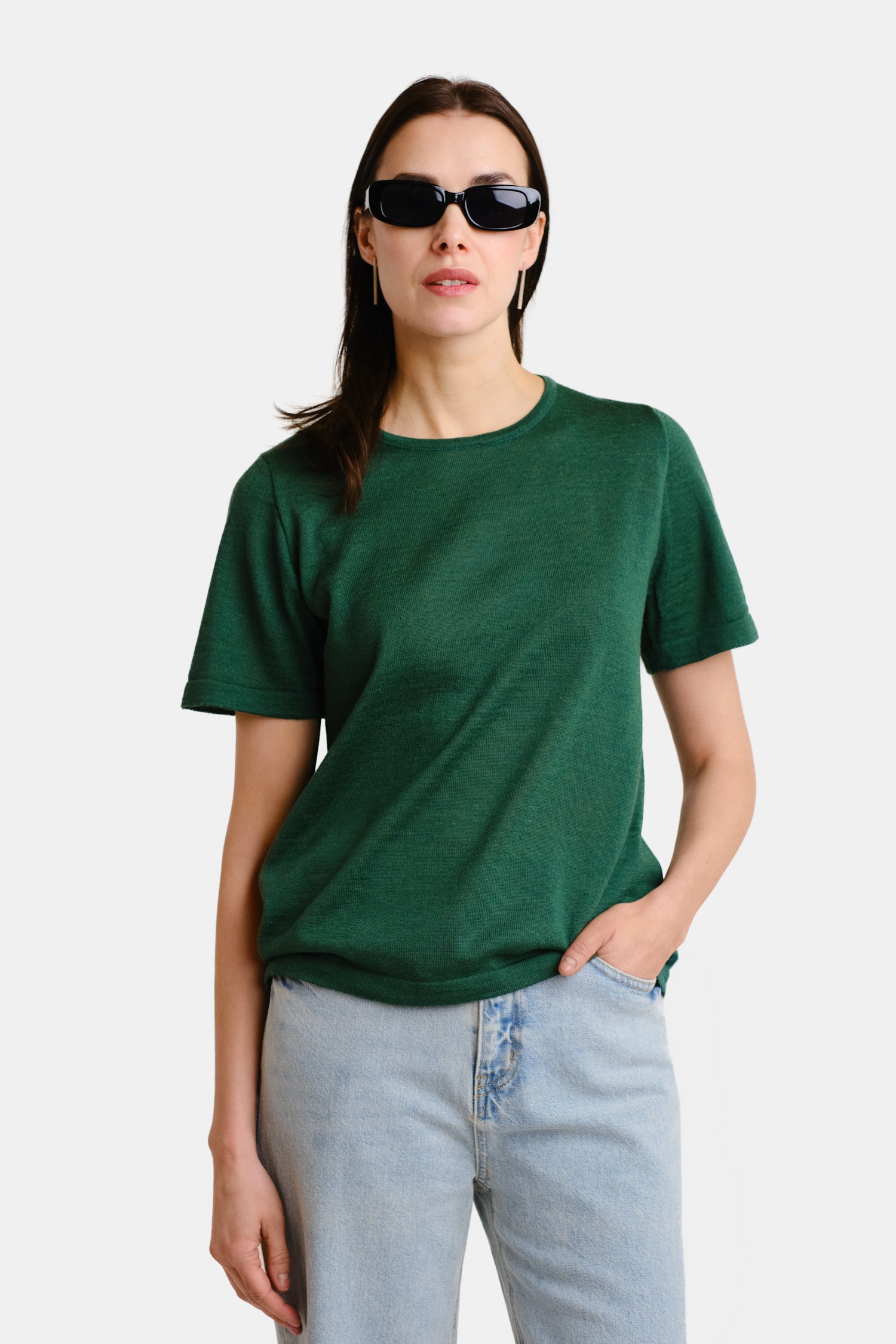 SIMPLE knit T-shirt, emerald - Image 2