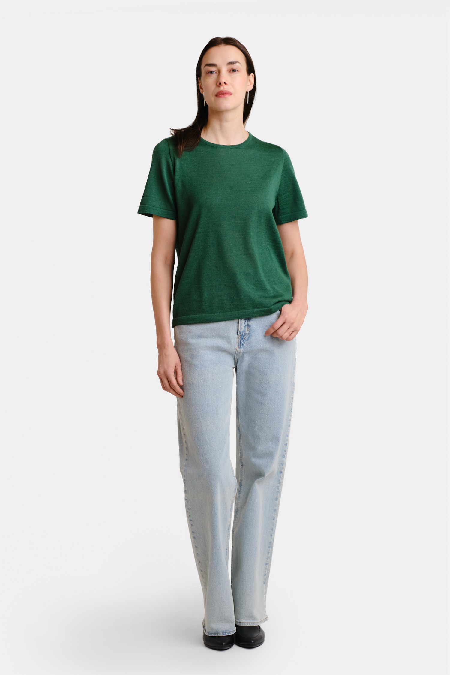 SIMPLE knit T-shirt, emerald