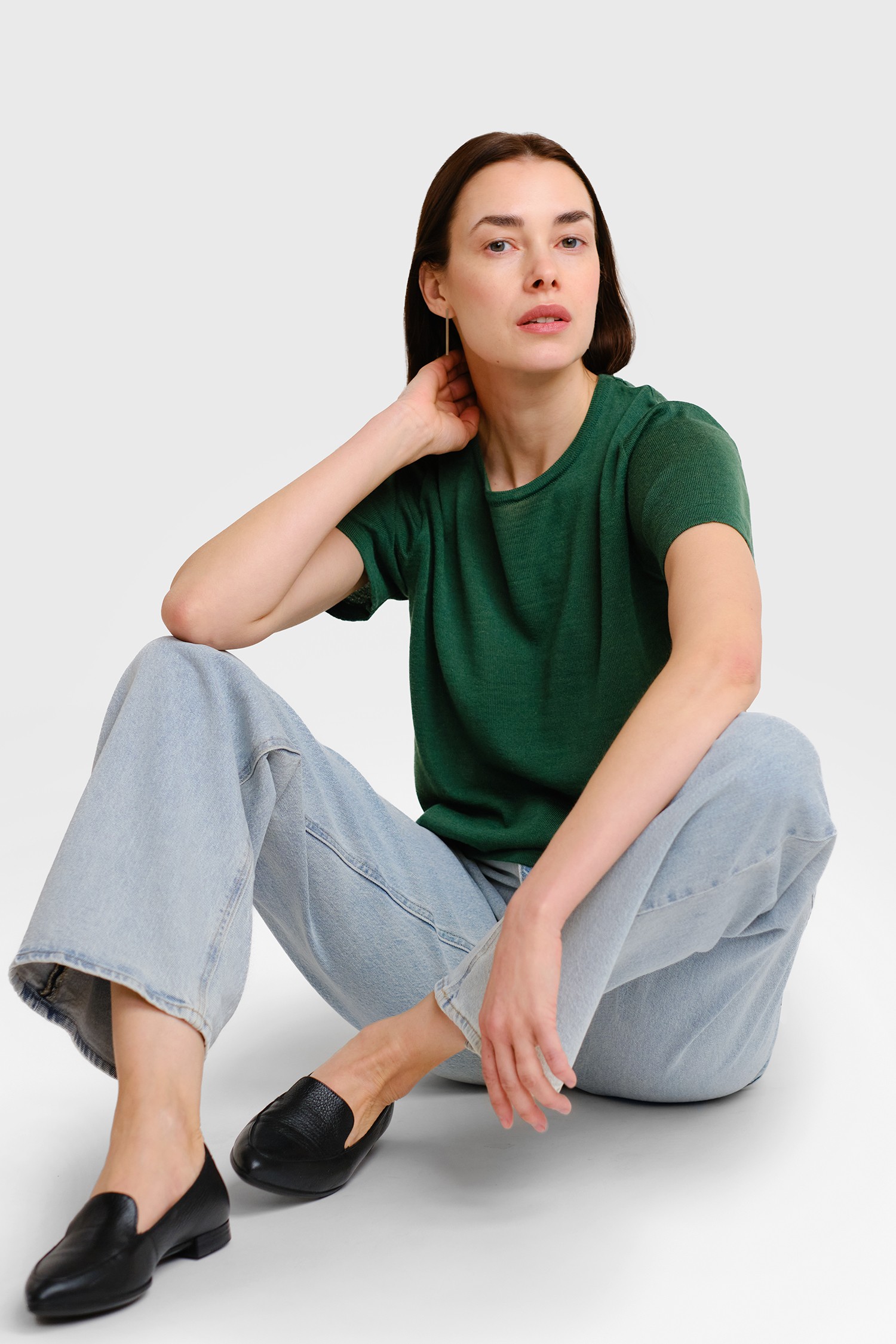 SIMPLE knit T-shirt, emerald - Image 3