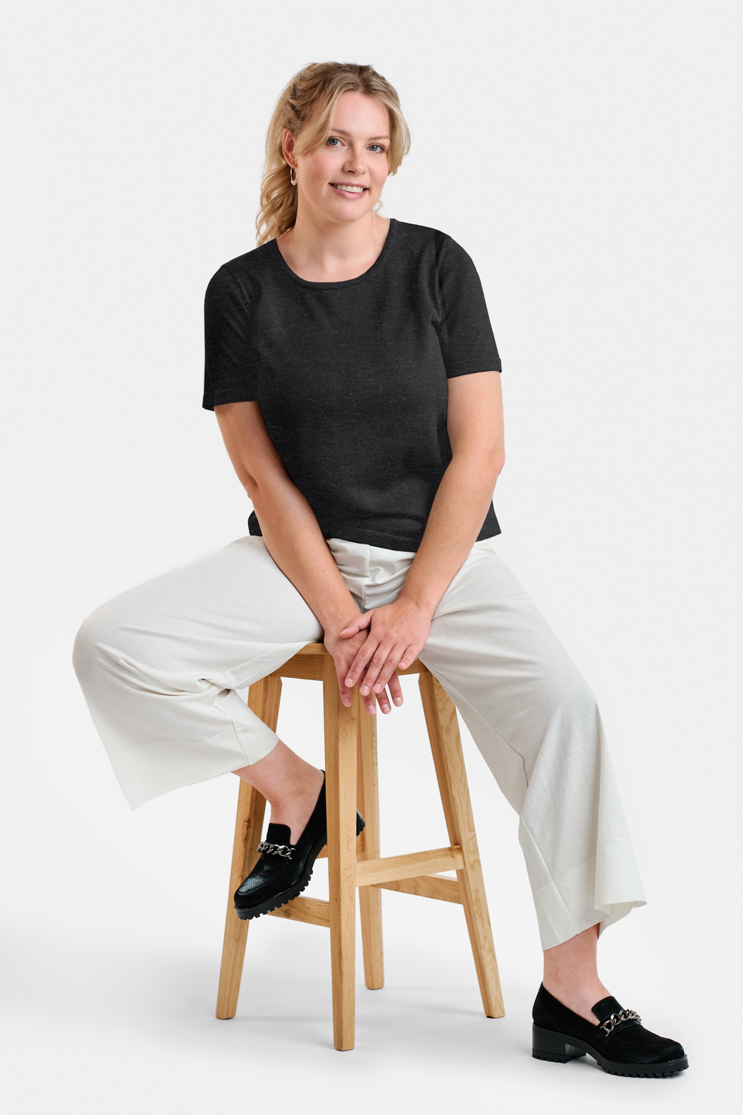 SIMPLE knit T-shirt, graphite