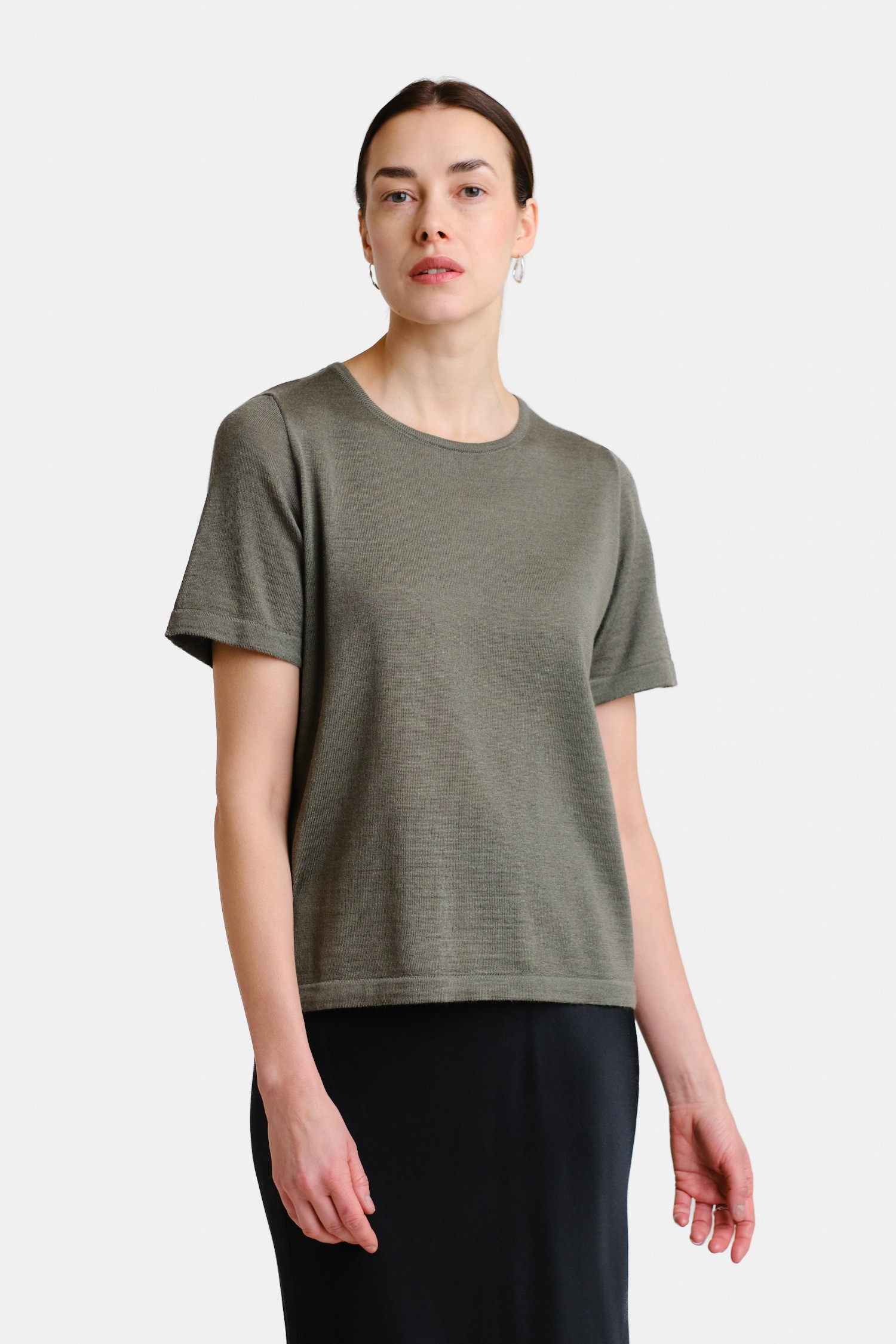 SIMPLE knit T-shirt, khaki