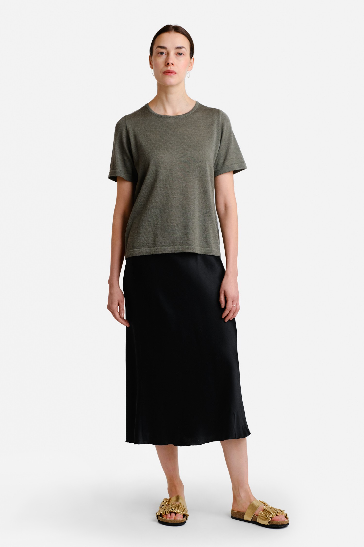 SIMPLE knit T-shirt, khaki - Image 2