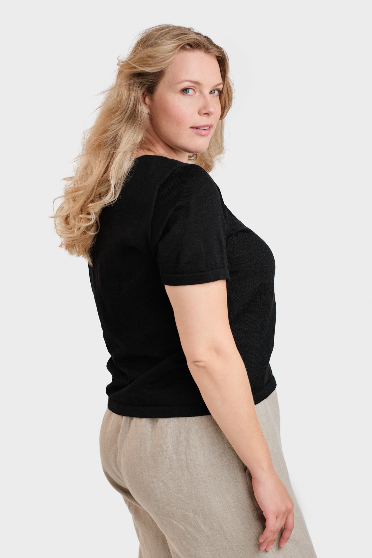 SIMPLE knit T-shirt, black - Image 3