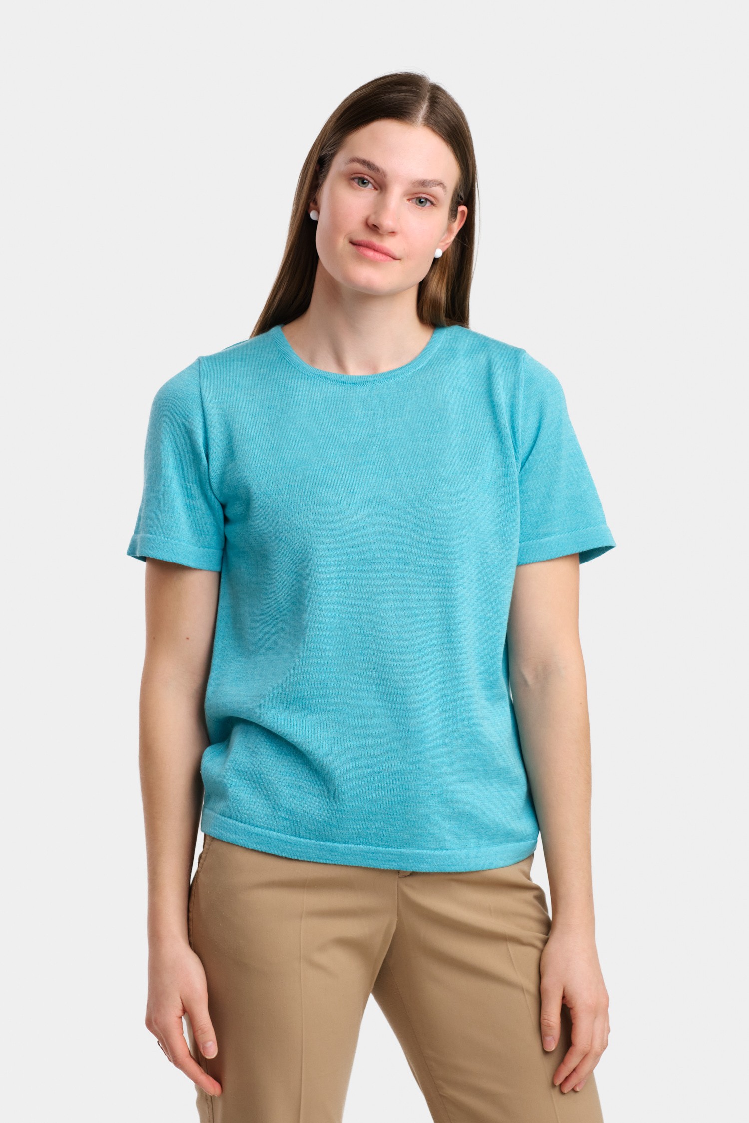 SIMPLE knit T-shirt, turquoise - Image 3