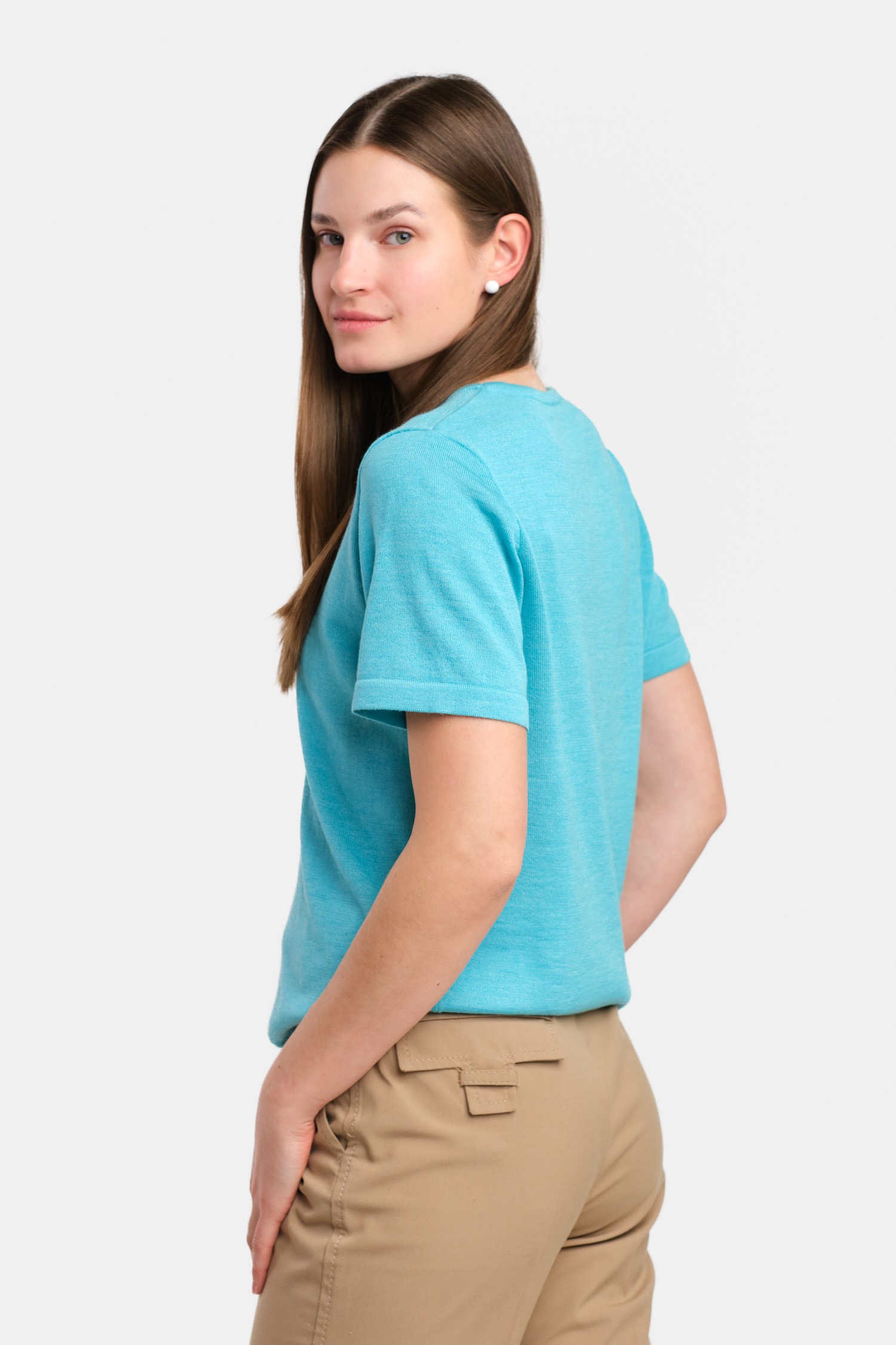 SIMPLE knit T-shirt, turquoise - Image 2