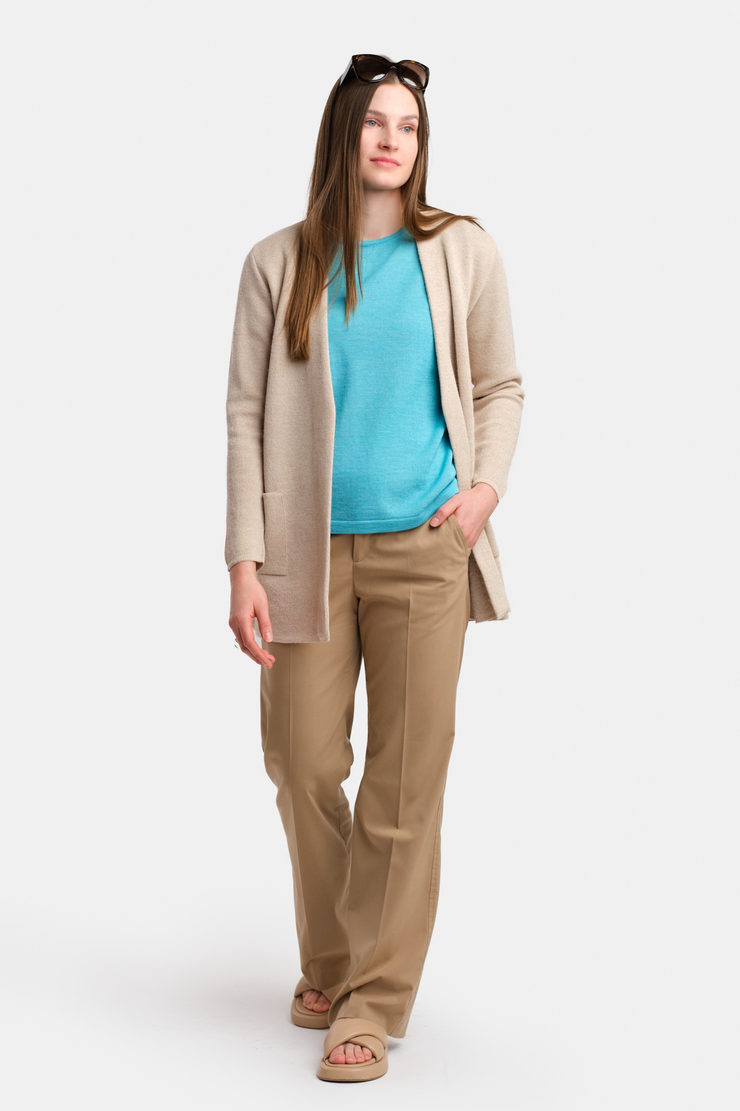 SIMPLE knit T-shirt, turquoise - Image 4