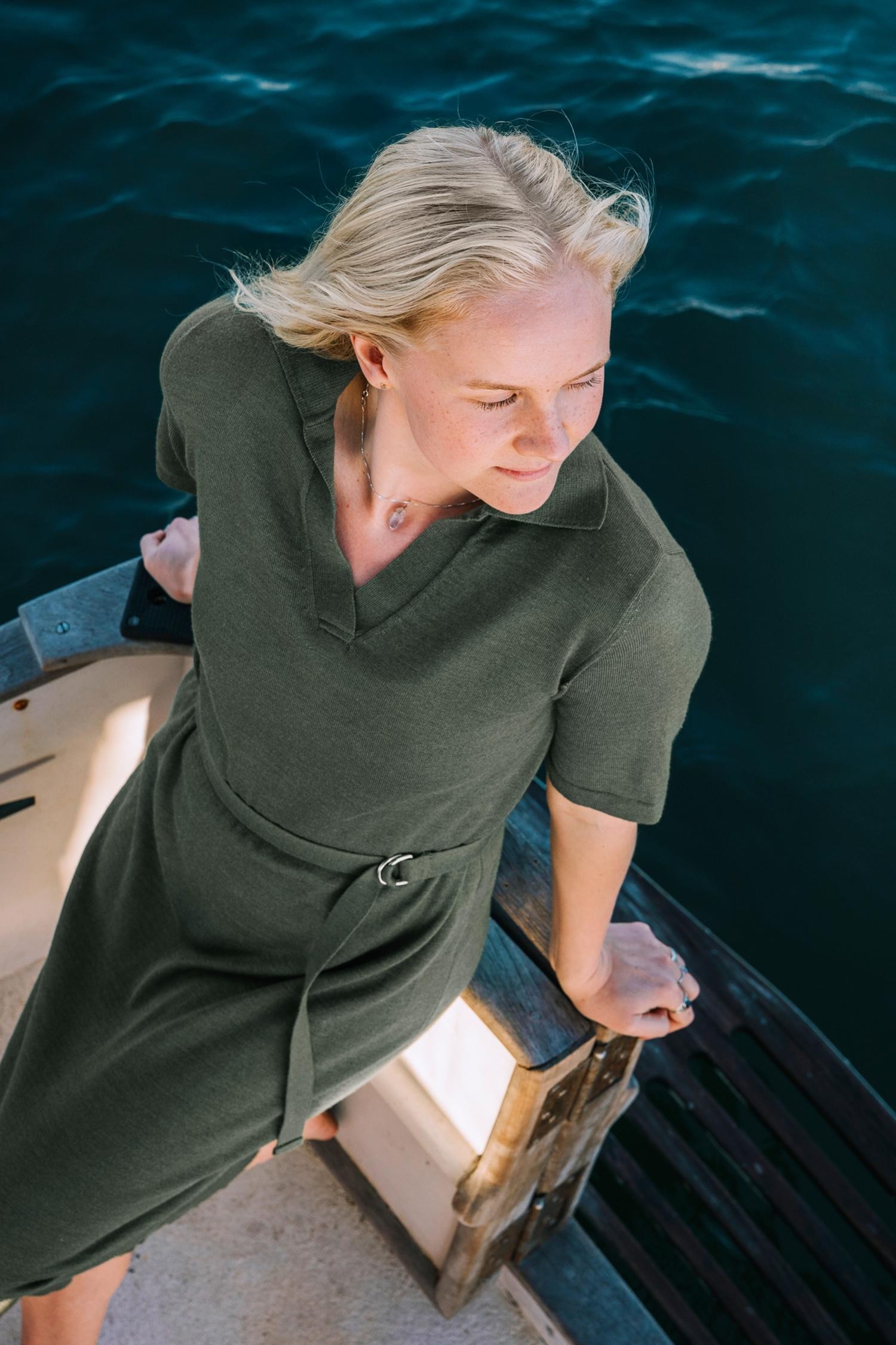 VOYAGE knitted dress, khaki