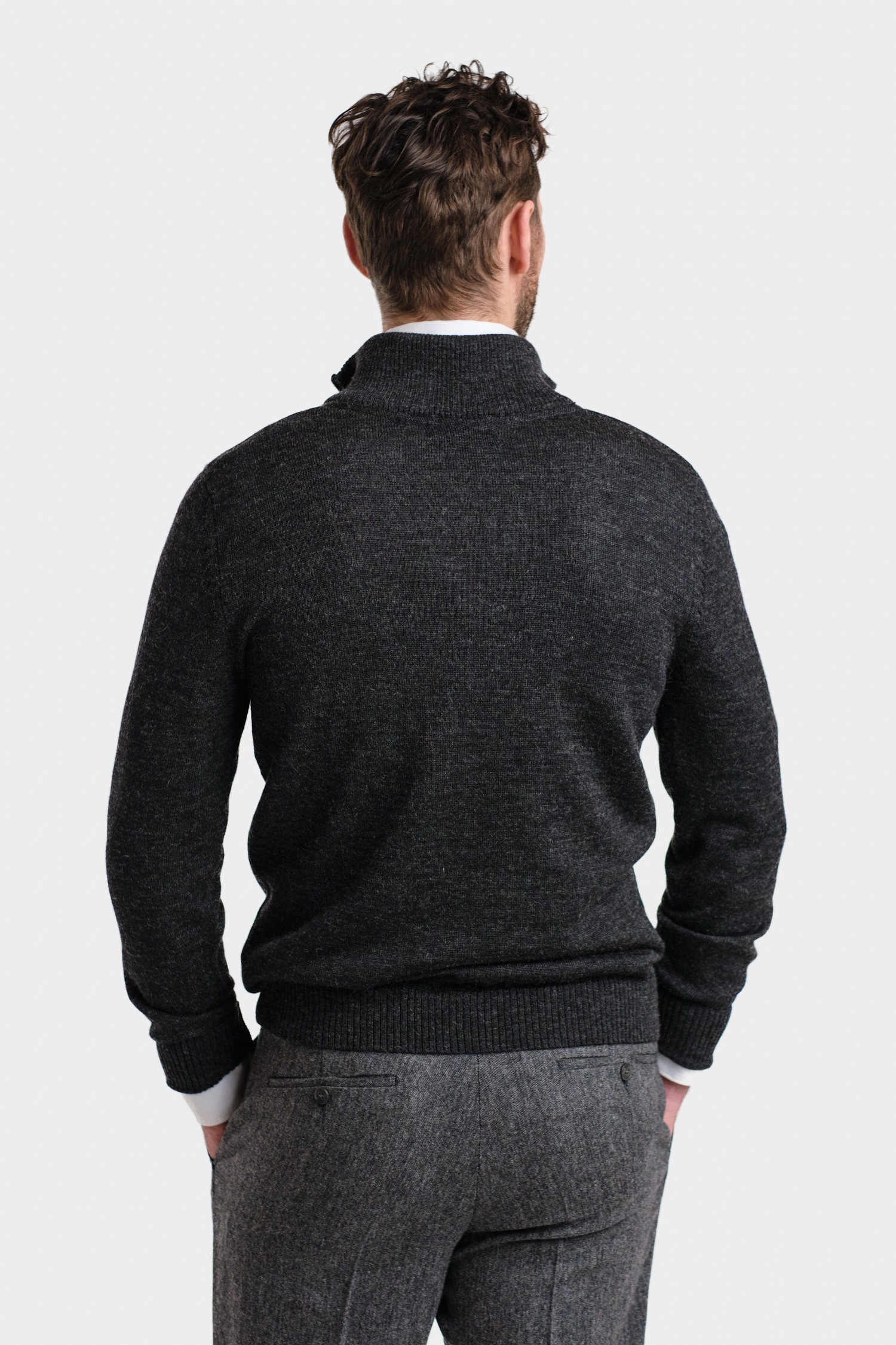 HALF ZIP cardigan, charcoal | Alpa