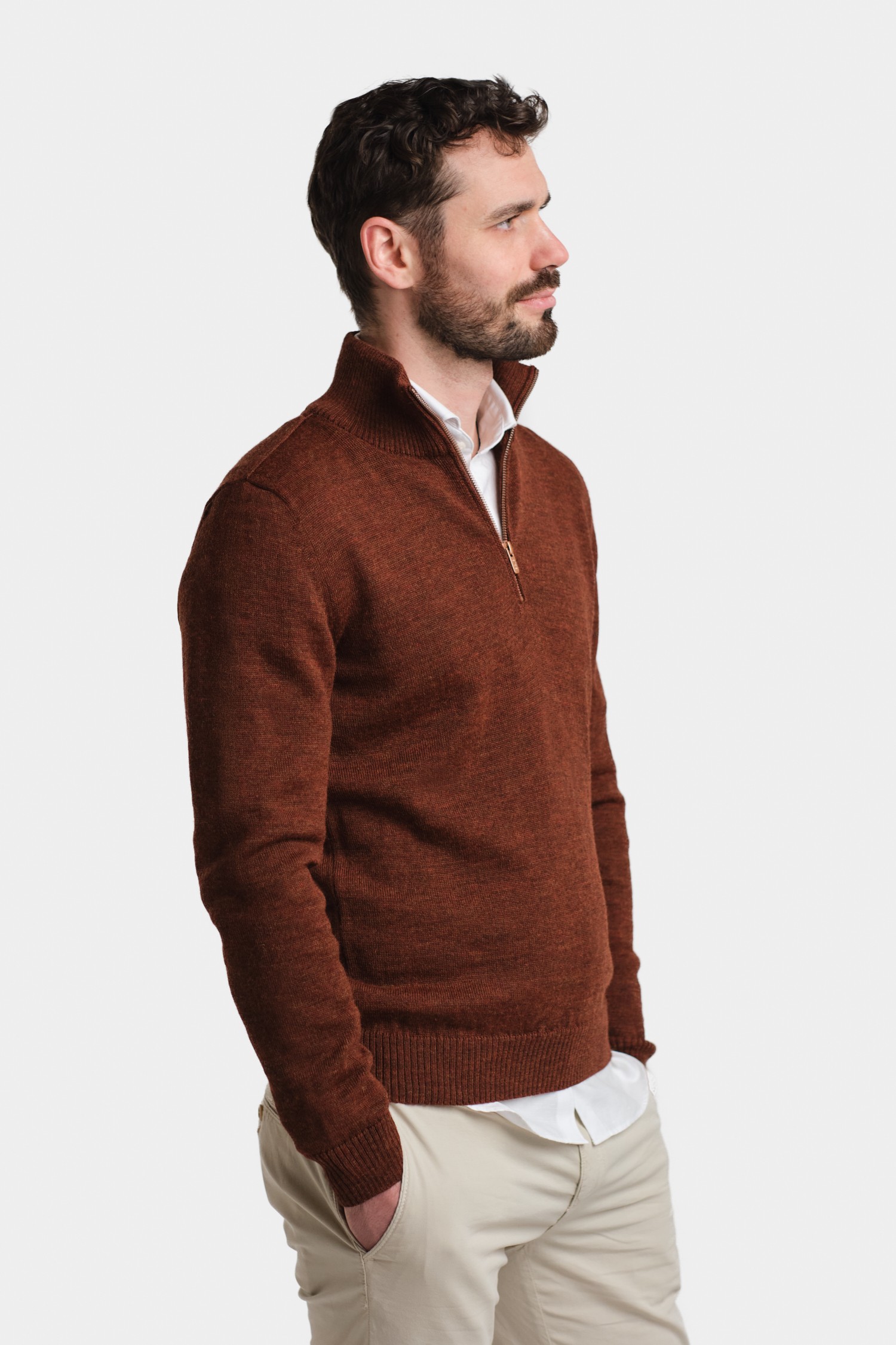 maron　② CAT WWR | Half Zip Polo Knit Moro