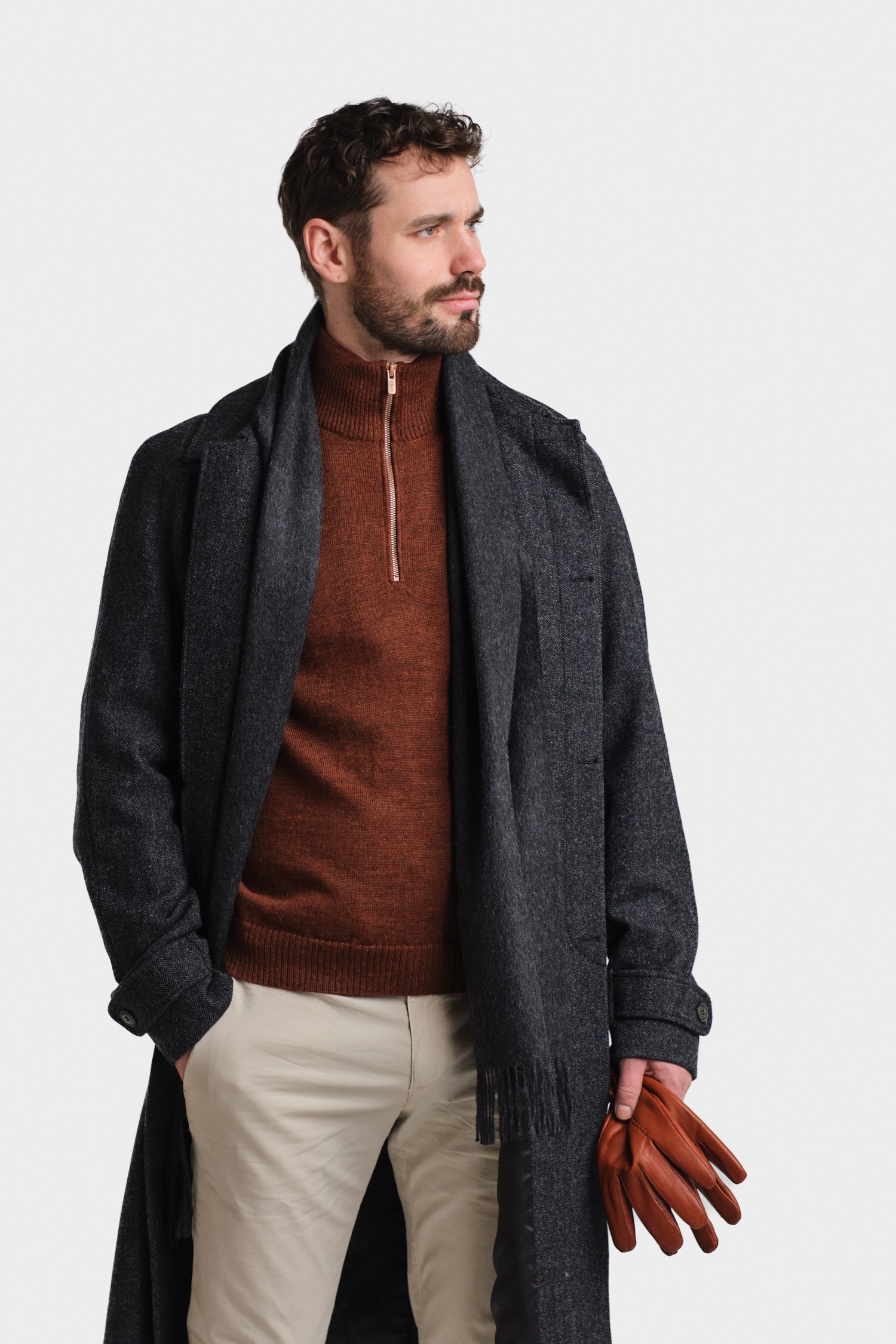 HALF ZIP cardigan, mahogany - Image 6