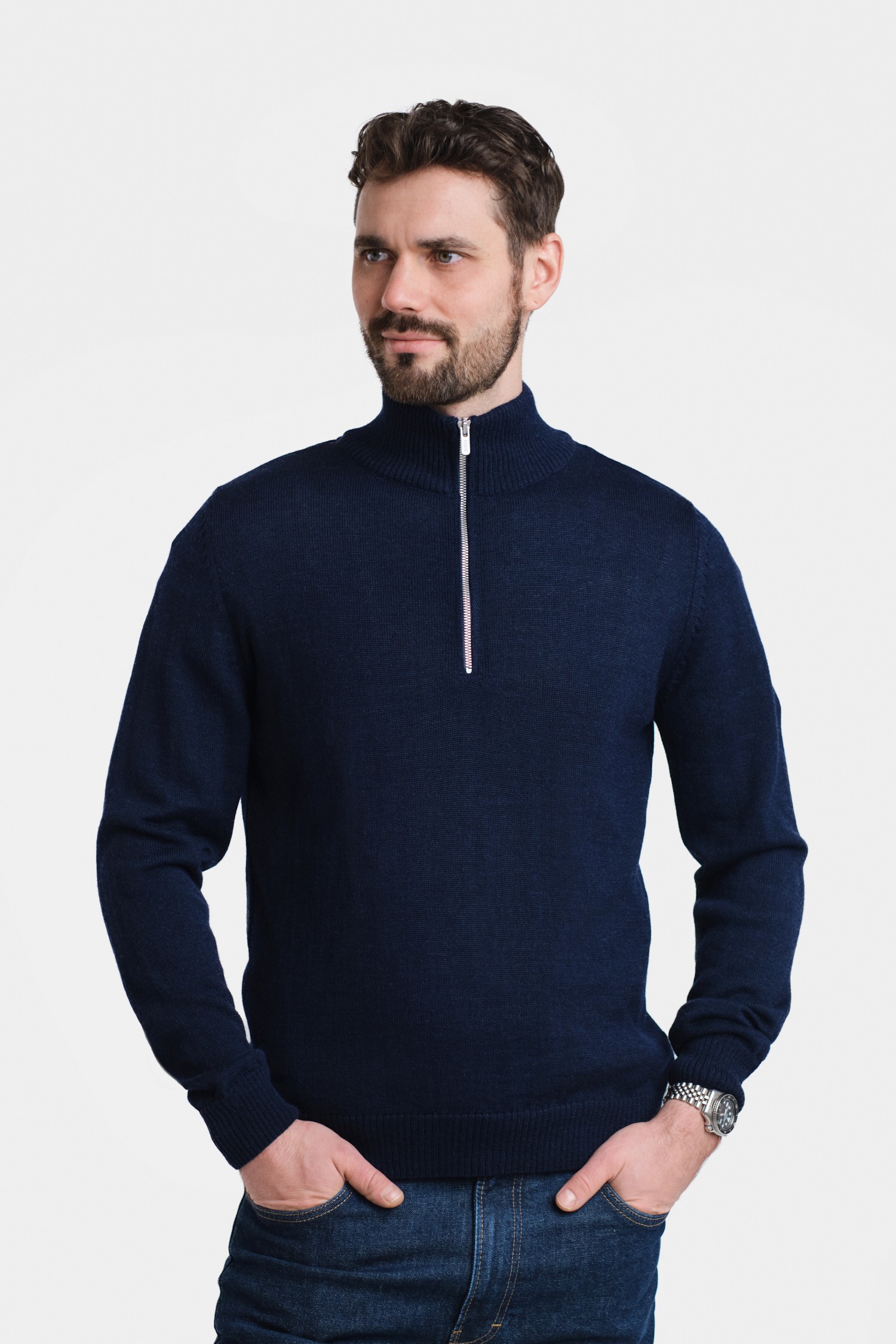 HALF ZIP cardigan, navy - Image 4