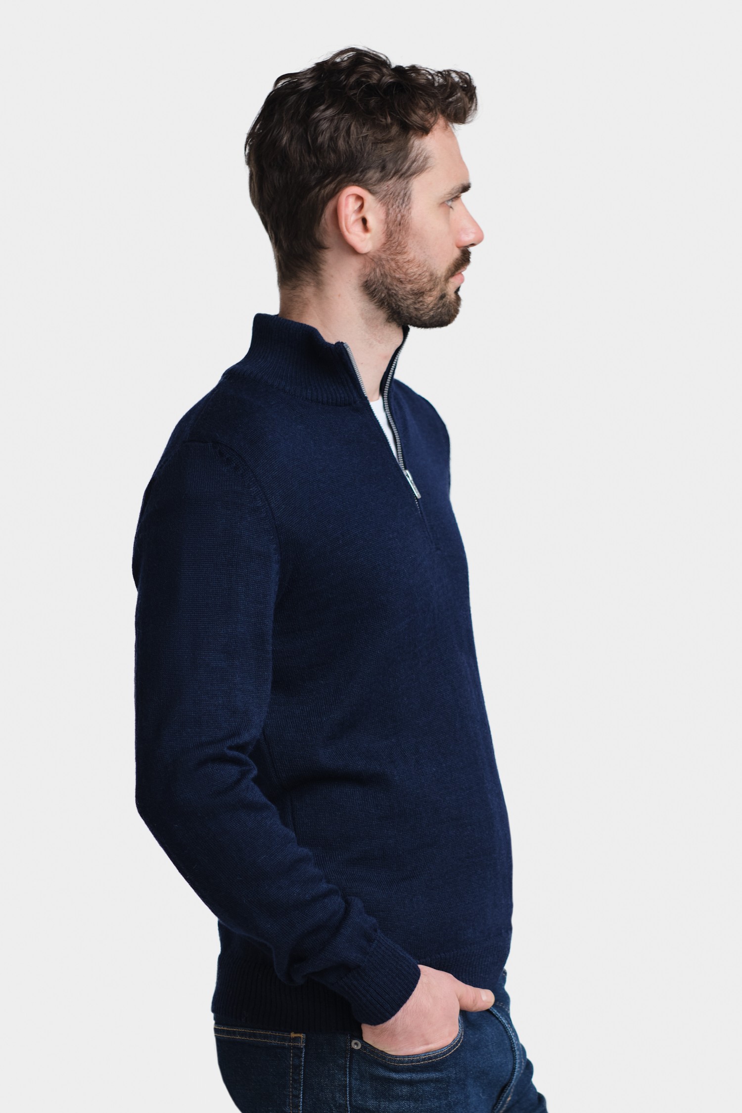 HALF ZIP cardigan, navy - Image 5