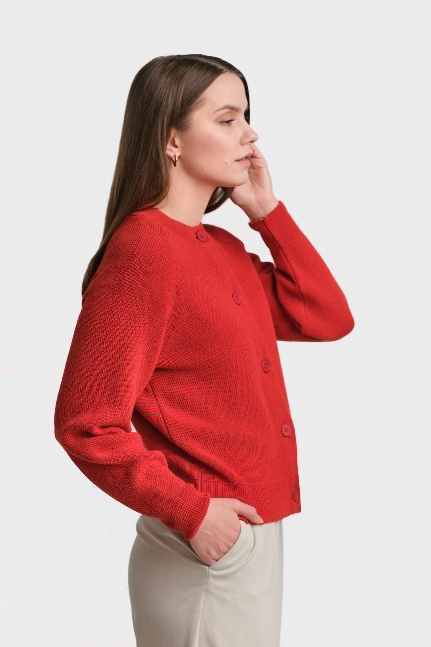 SOON cardigan, cadmium red - Image 3